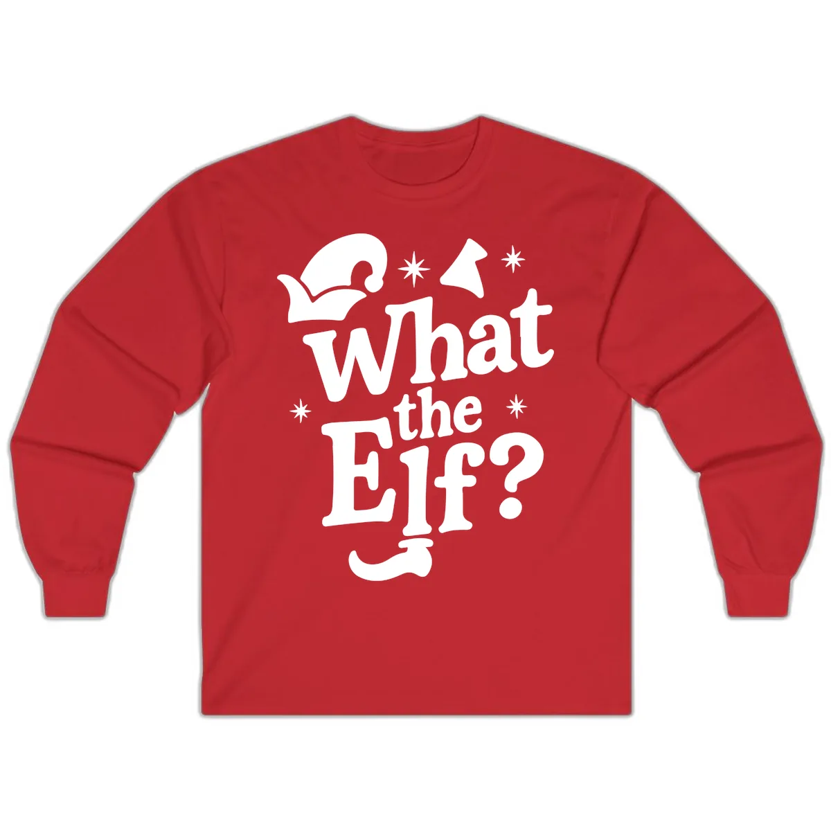 What The Elf Holiday Phrase Design Long Sleeve in Red