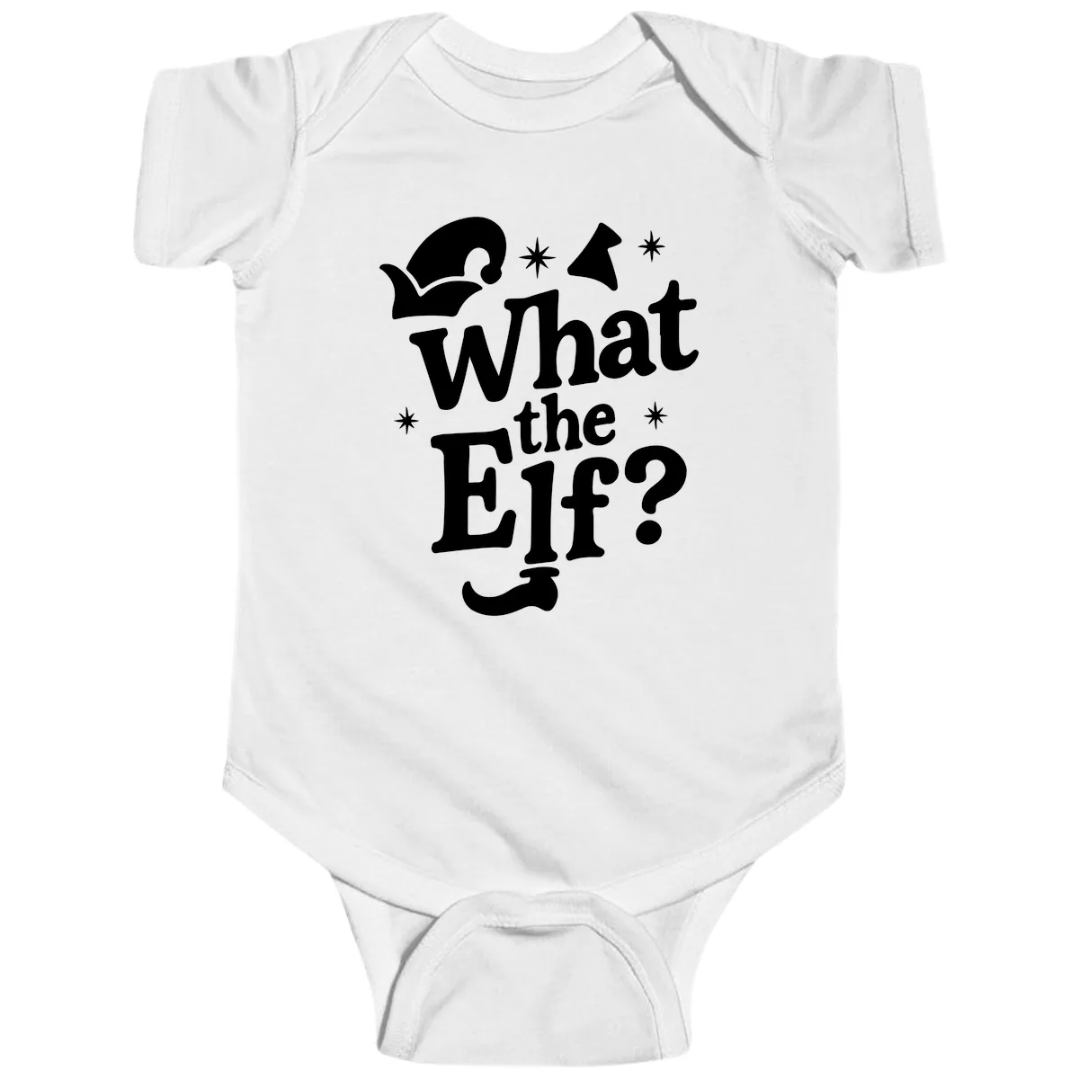 What The Elf Holiday Phrase Design Baby Onesie in White