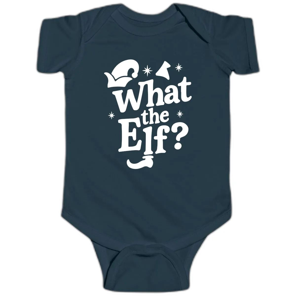 What The Elf Holiday Phrase Design Baby Onesie in Navy