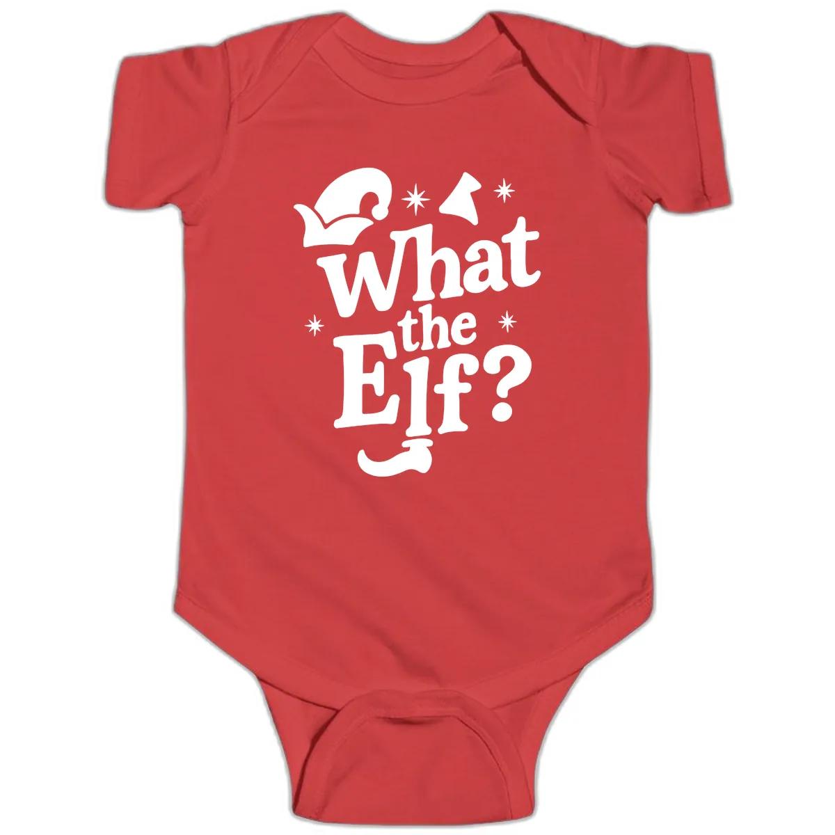 What The Elf Holiday Phrase Design Baby Onesie in Red