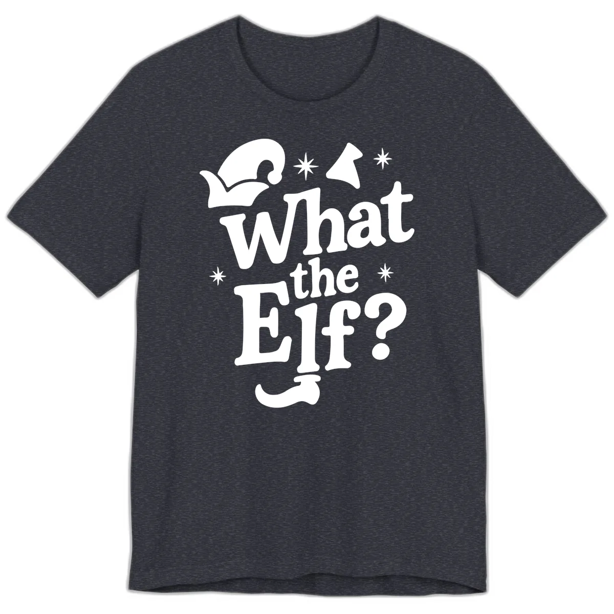 What The Elf Holiday Phrase Design Premium T-Shirt in Heather Navy