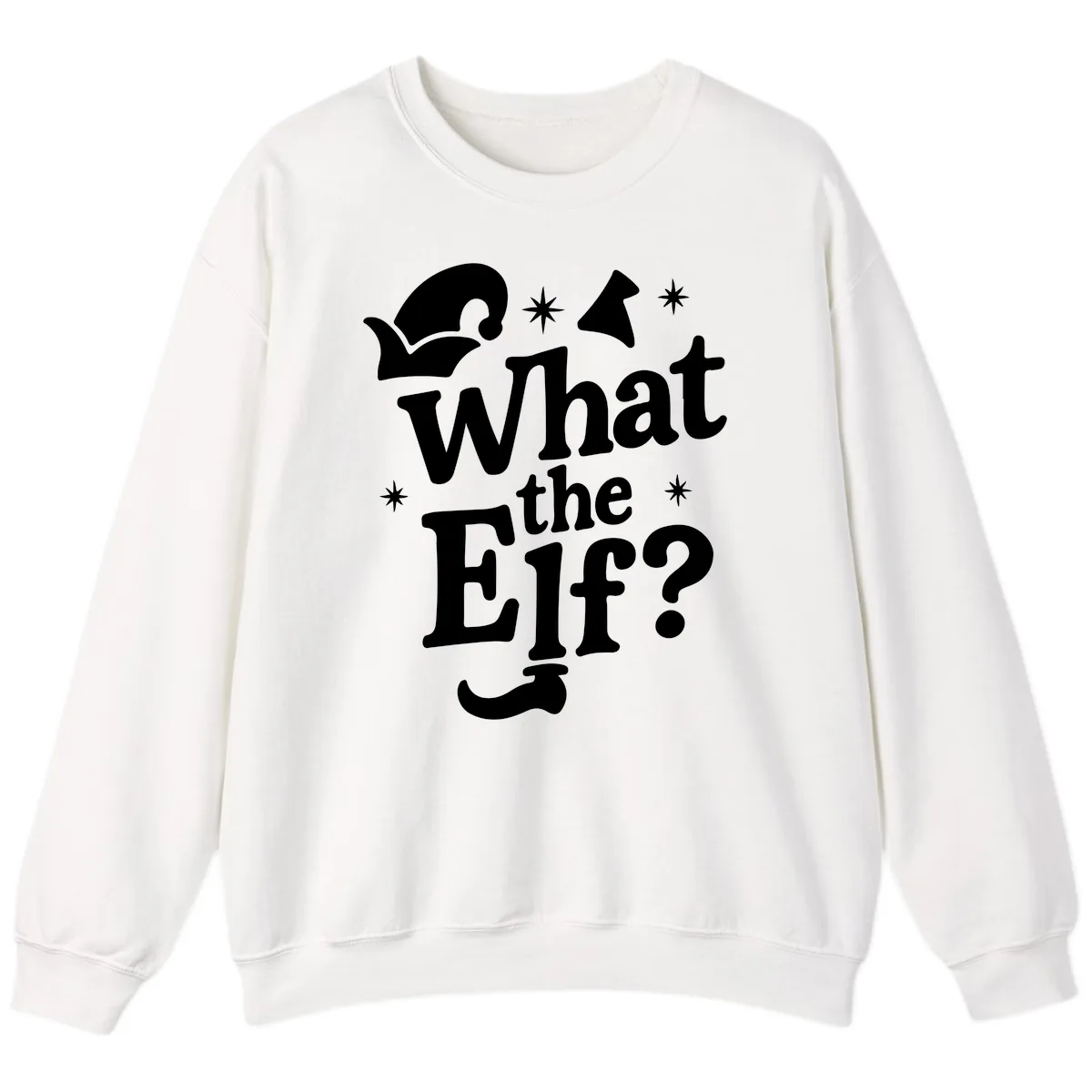What The Elf Holiday Phrase Design Sweatshirt in White