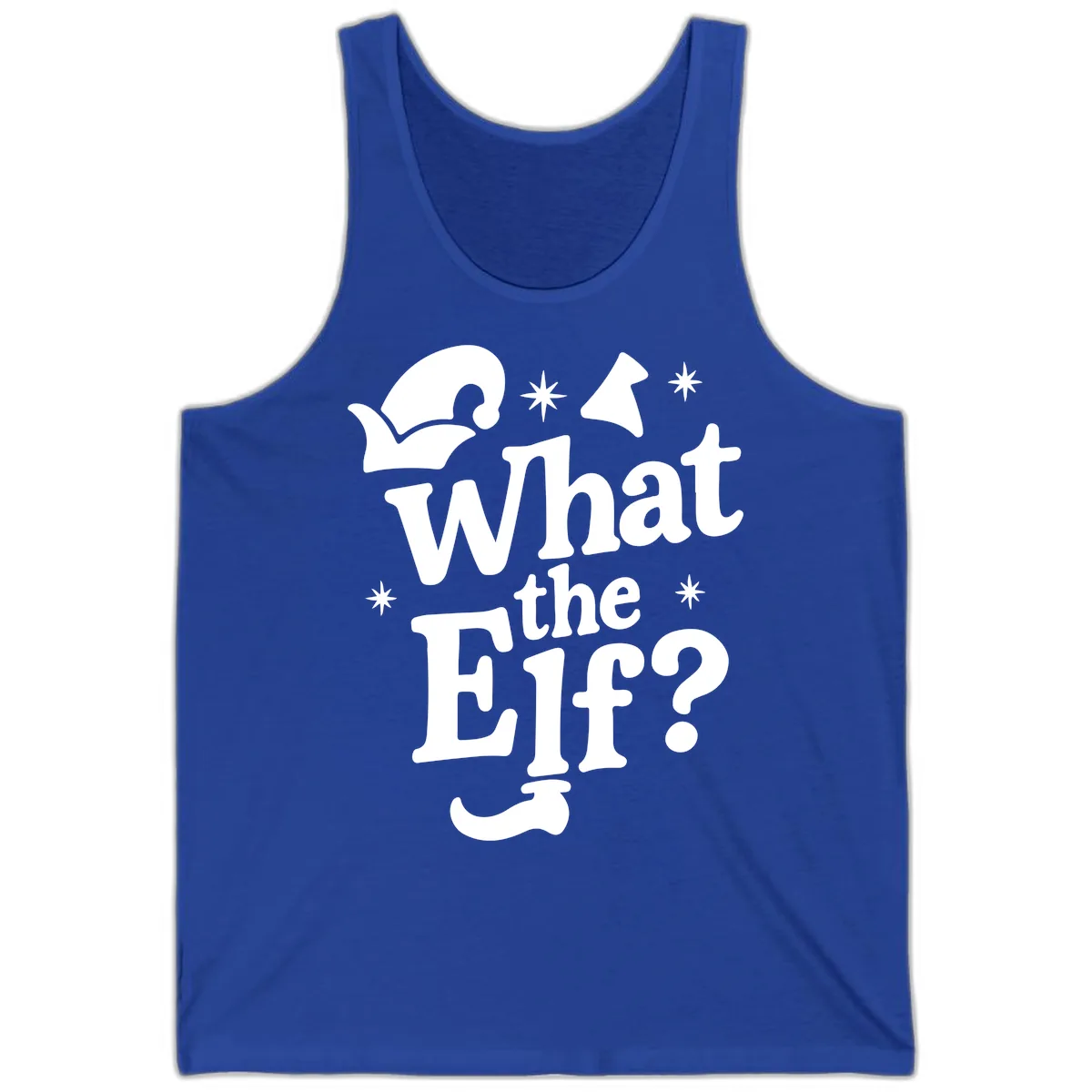 What The Elf Holiday Phrase Design Tank in True Royal