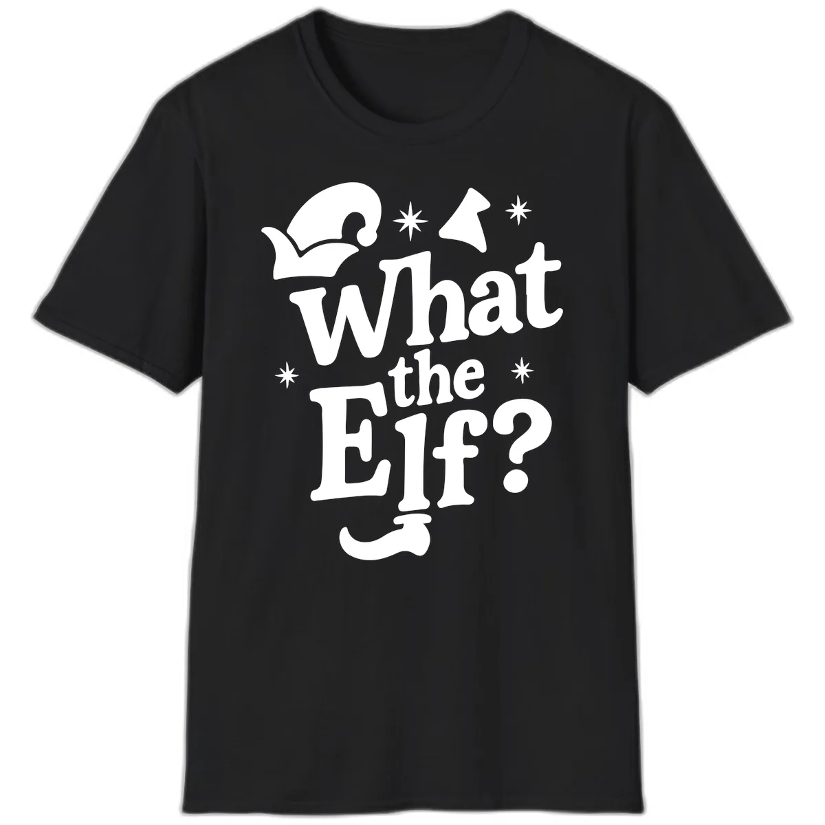 What The Elf Holiday Phrase Design T-Shirt in Black