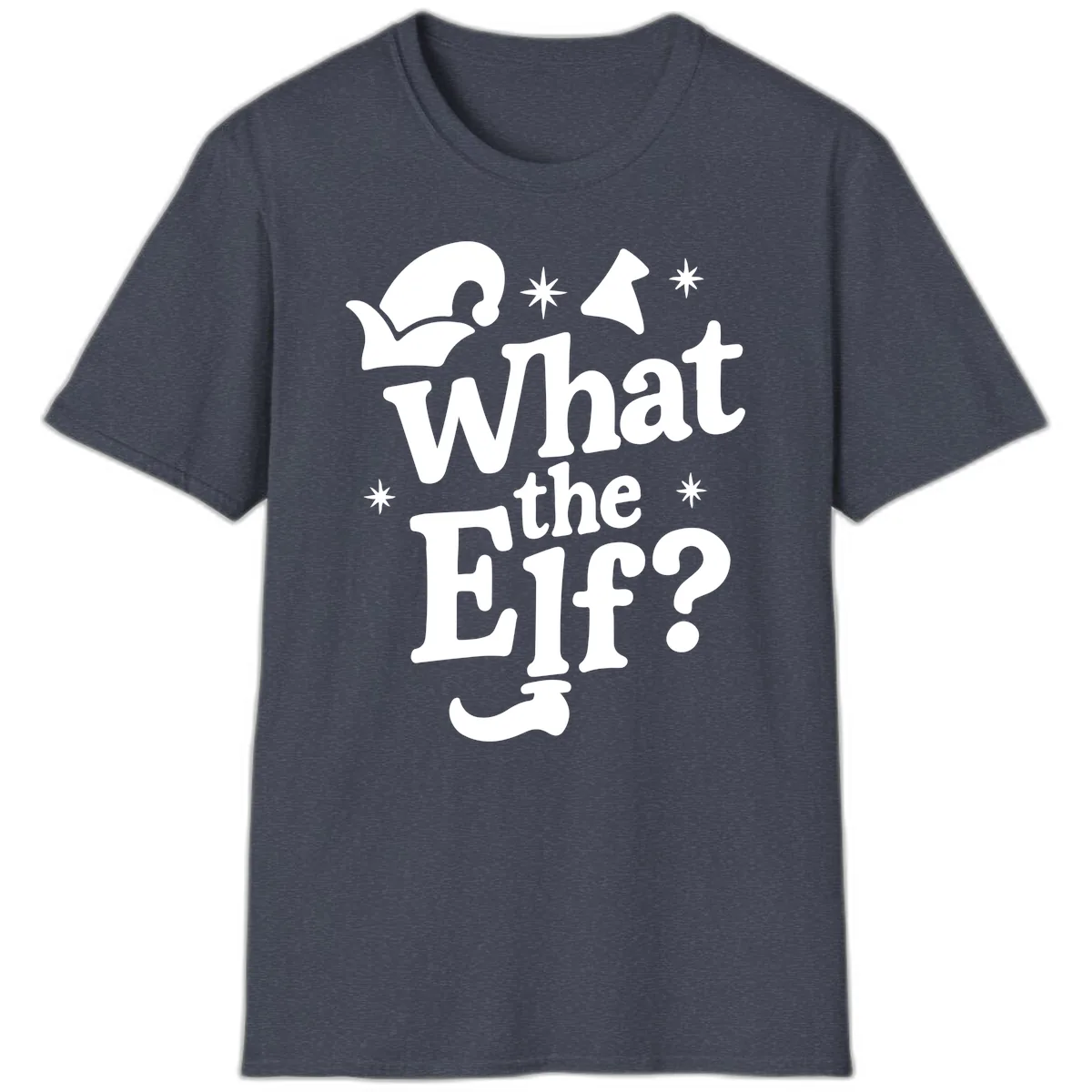 What The Elf Holiday Phrase Design T-Shirt in Heather Navy