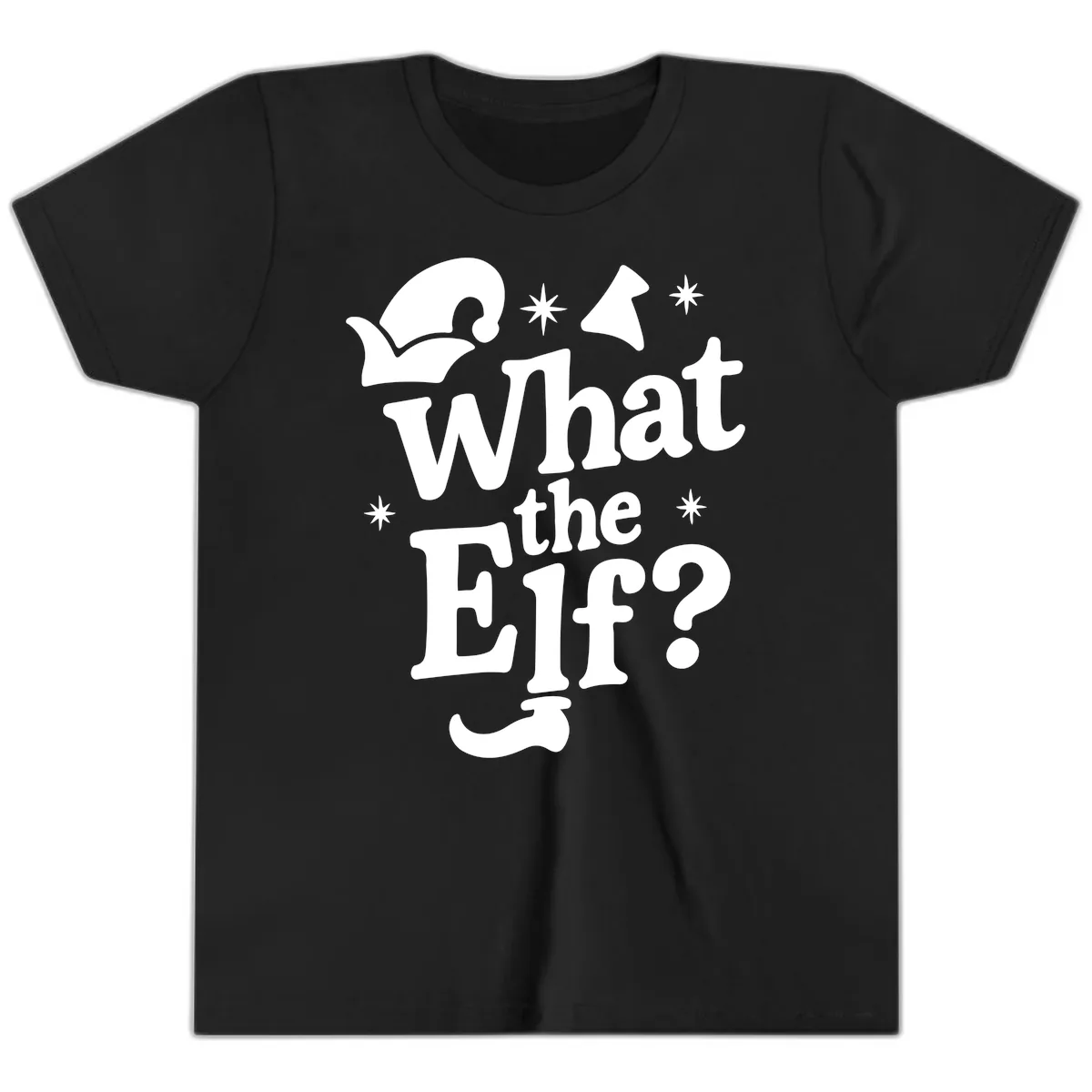 What The Elf Holiday Phrase Design Youth T-Shirt in Black