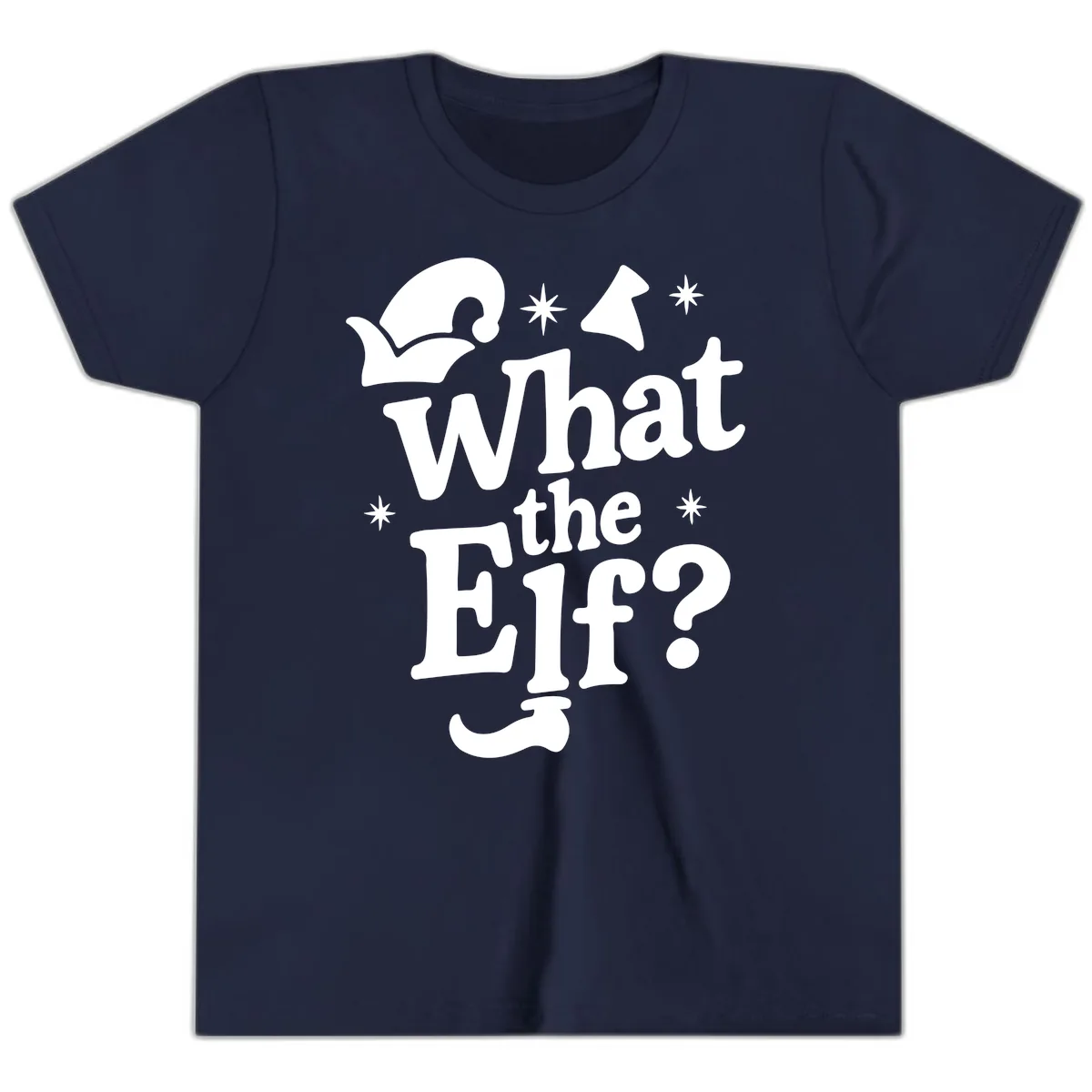 What The Elf Holiday Phrase Design Youth T-Shirt in Navy