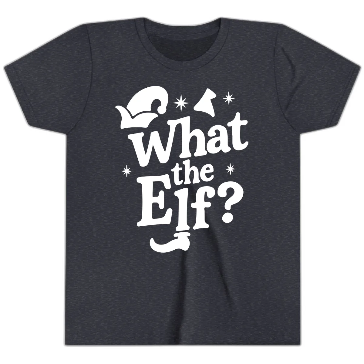 What The Elf Holiday Phrase Design Youth T-Shirt in Heather Navy