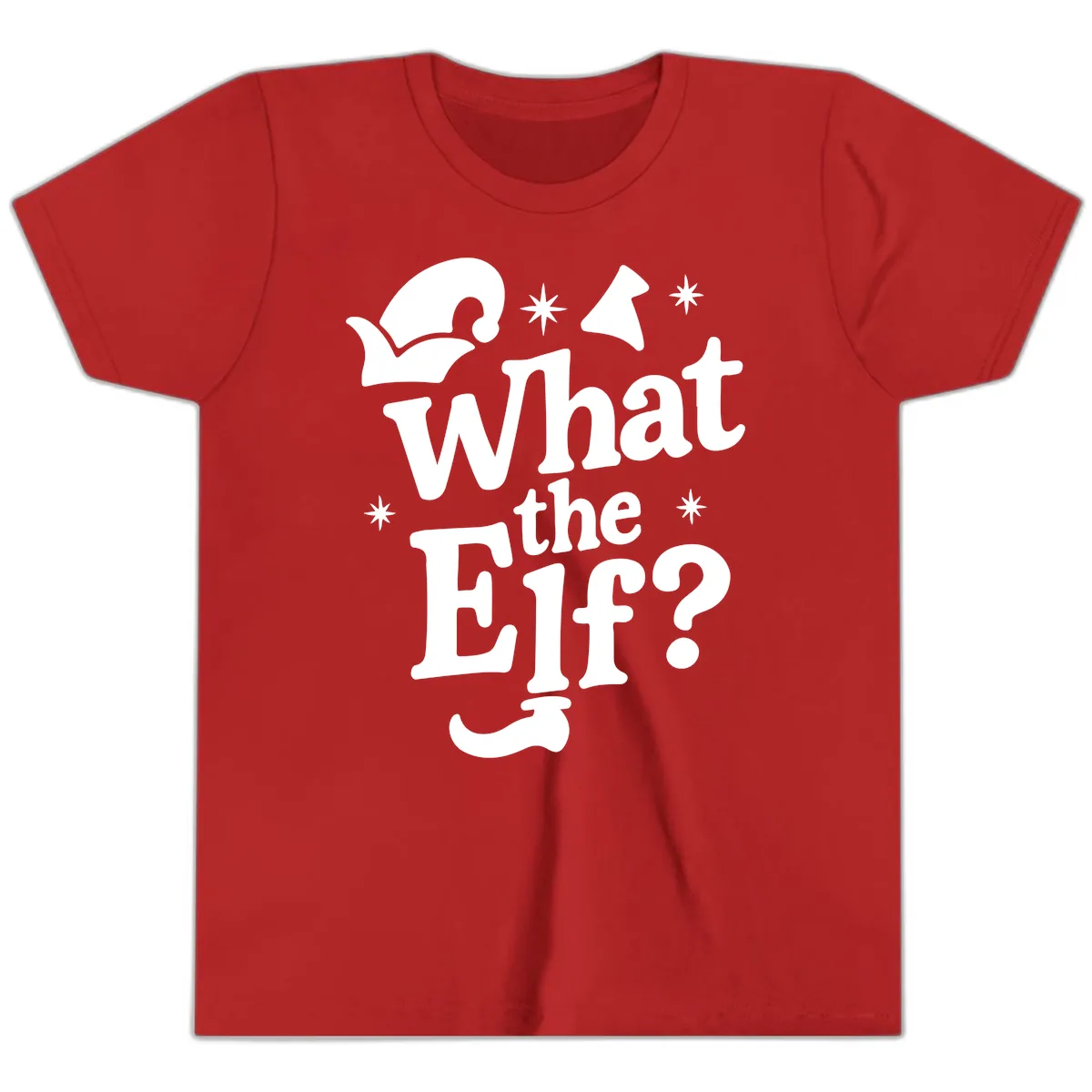 What The Elf Holiday Phrase Design Youth T-Shirt in Red