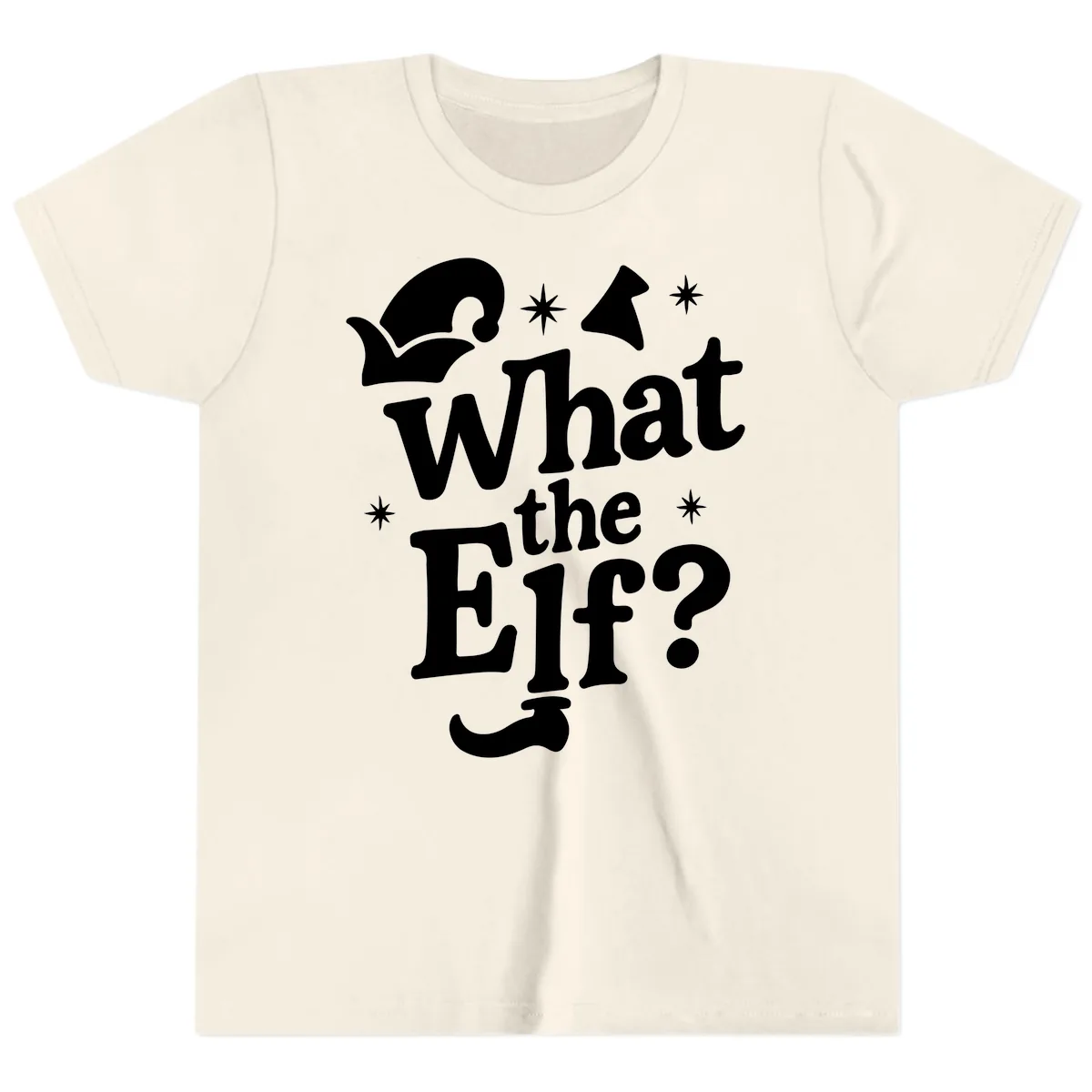 What The Elf Holiday Phrase Design Youth T-Shirt in Natural