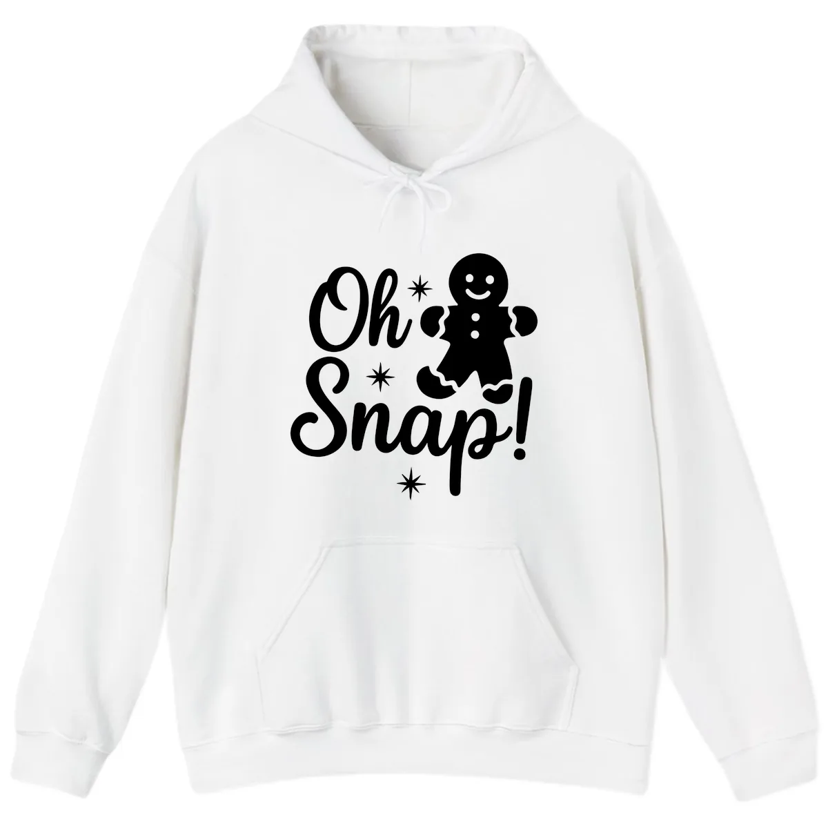 Oh Snap Gingerbread Man Holiday Graphic Hoodie in White