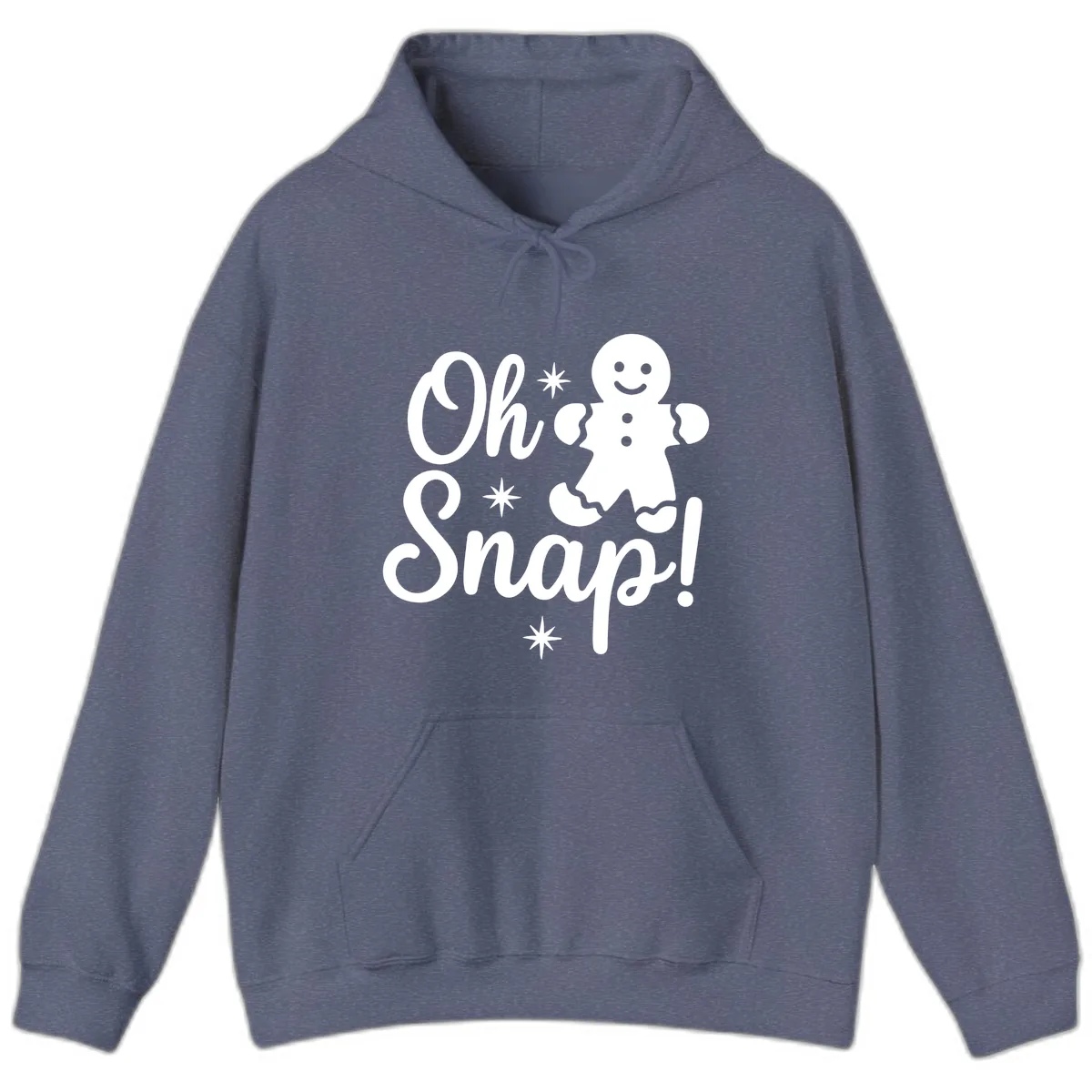 Oh Snap Gingerbread Man Holiday Graphic Hoodie in Heather Navy