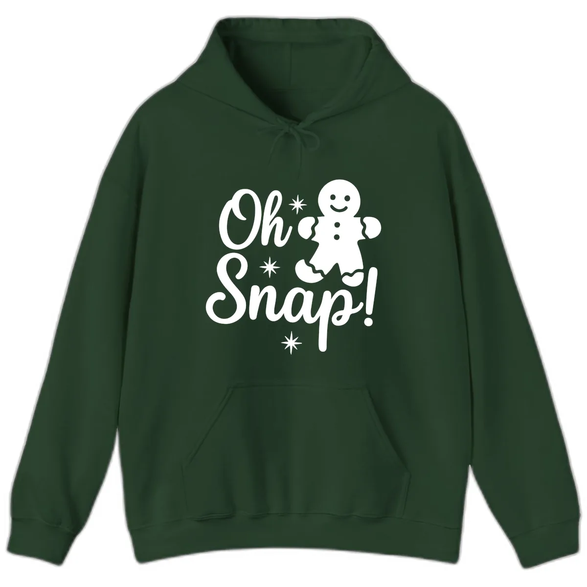 Oh Snap Gingerbread Man Holiday Graphic Hoodie in Forest Green