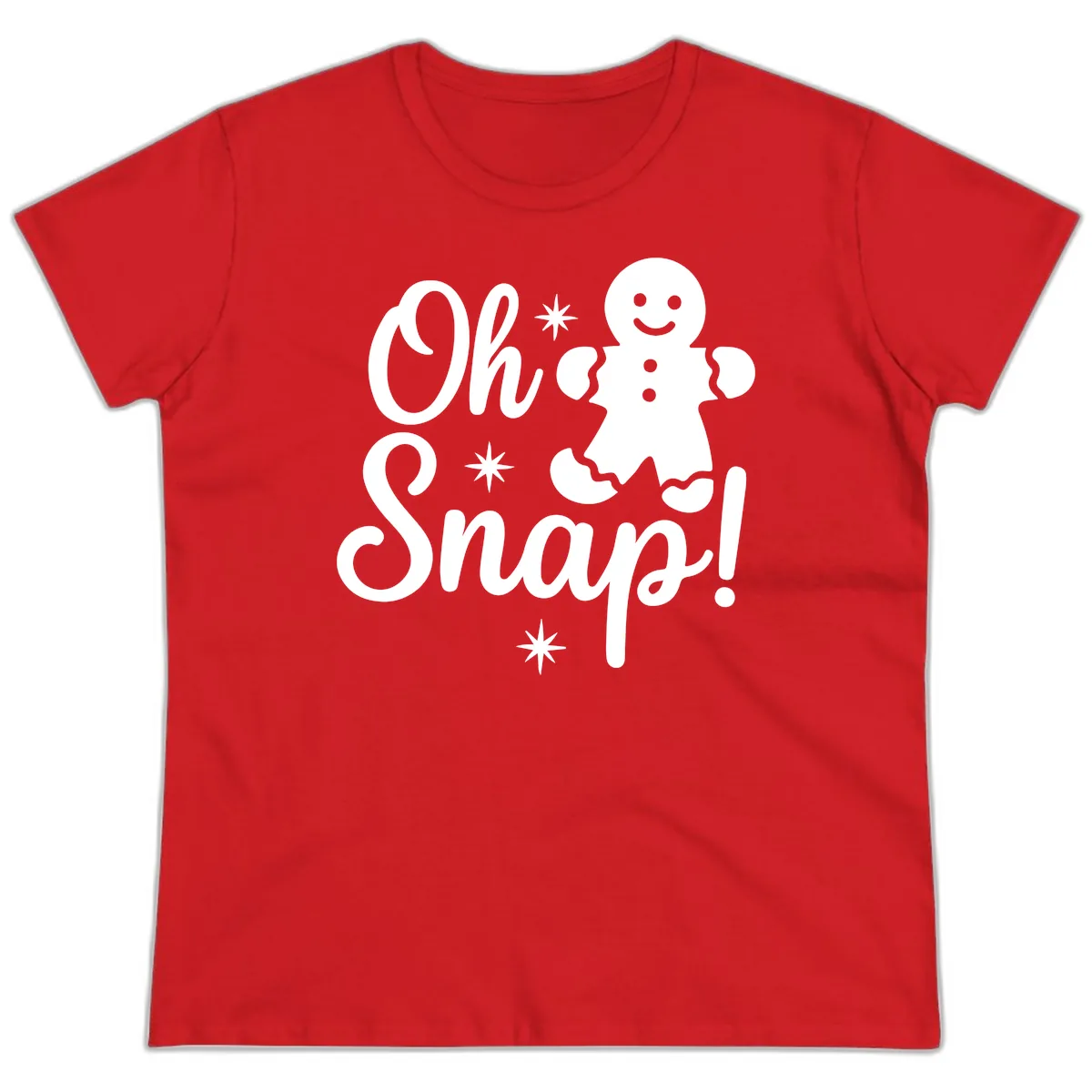 Oh Snap Gingerbread Man Holiday Graphic Ladies Tee in Red