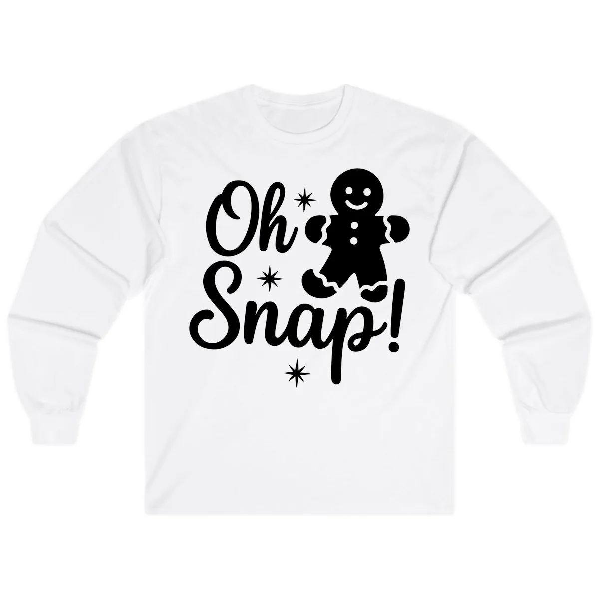 Oh Snap Gingerbread Man Holiday Graphic Long Sleeve in White