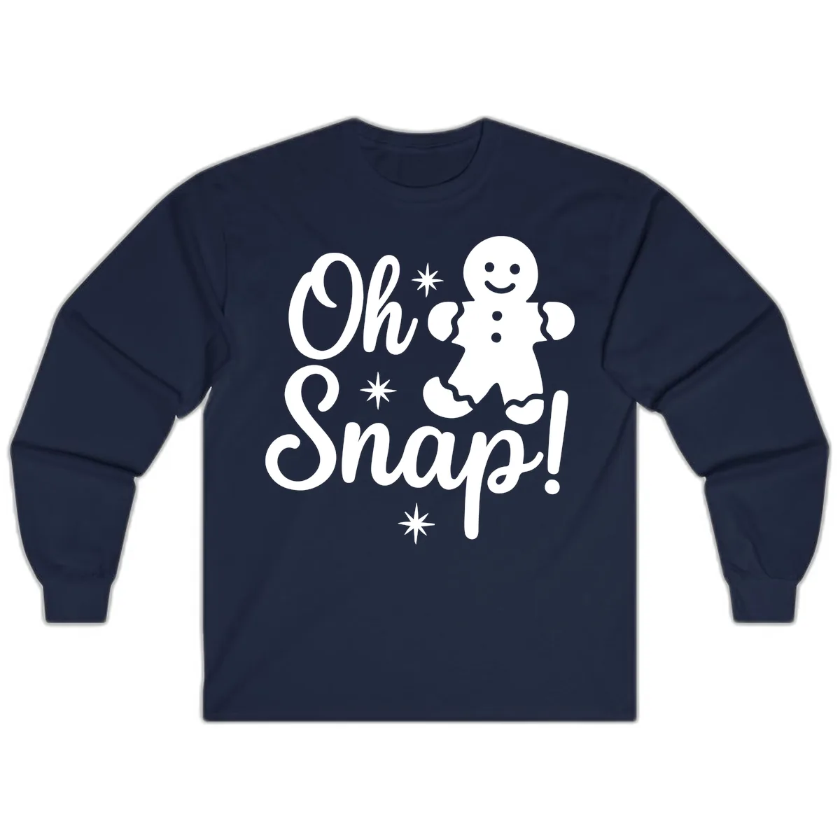 Oh Snap Gingerbread Man Holiday Graphic Long Sleeve in Navy