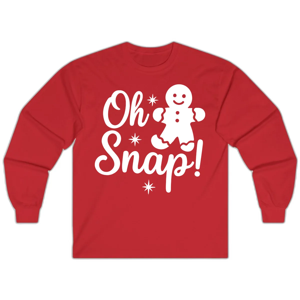Oh Snap Gingerbread Man Holiday Graphic Long Sleeve in Red