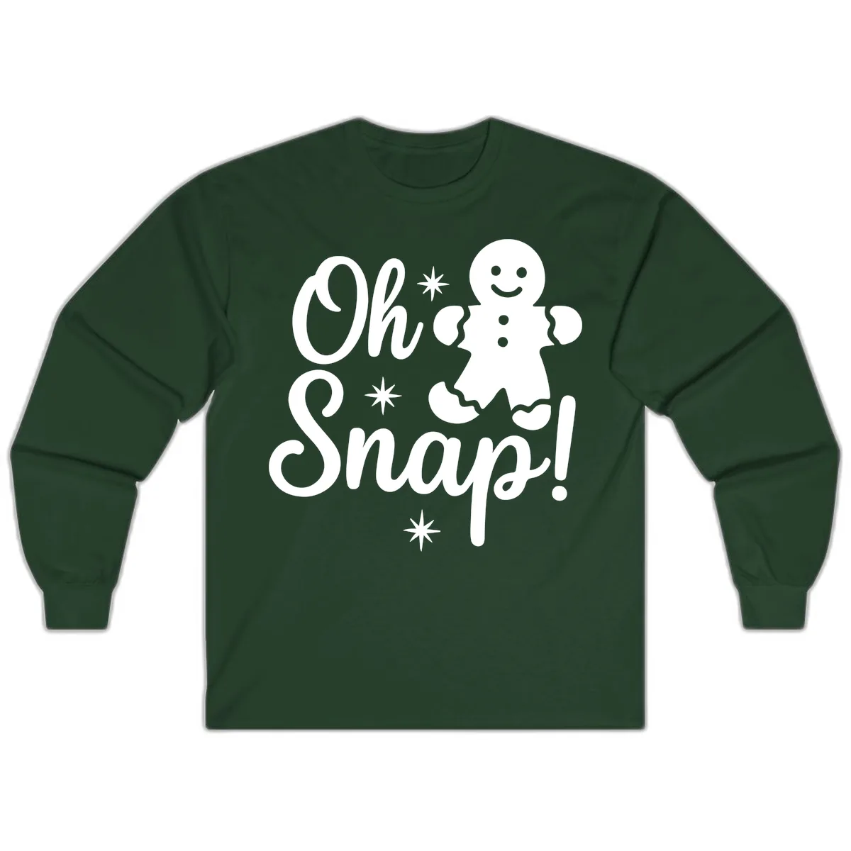 Oh Snap Gingerbread Man Holiday Graphic Long Sleeve in Forest Green