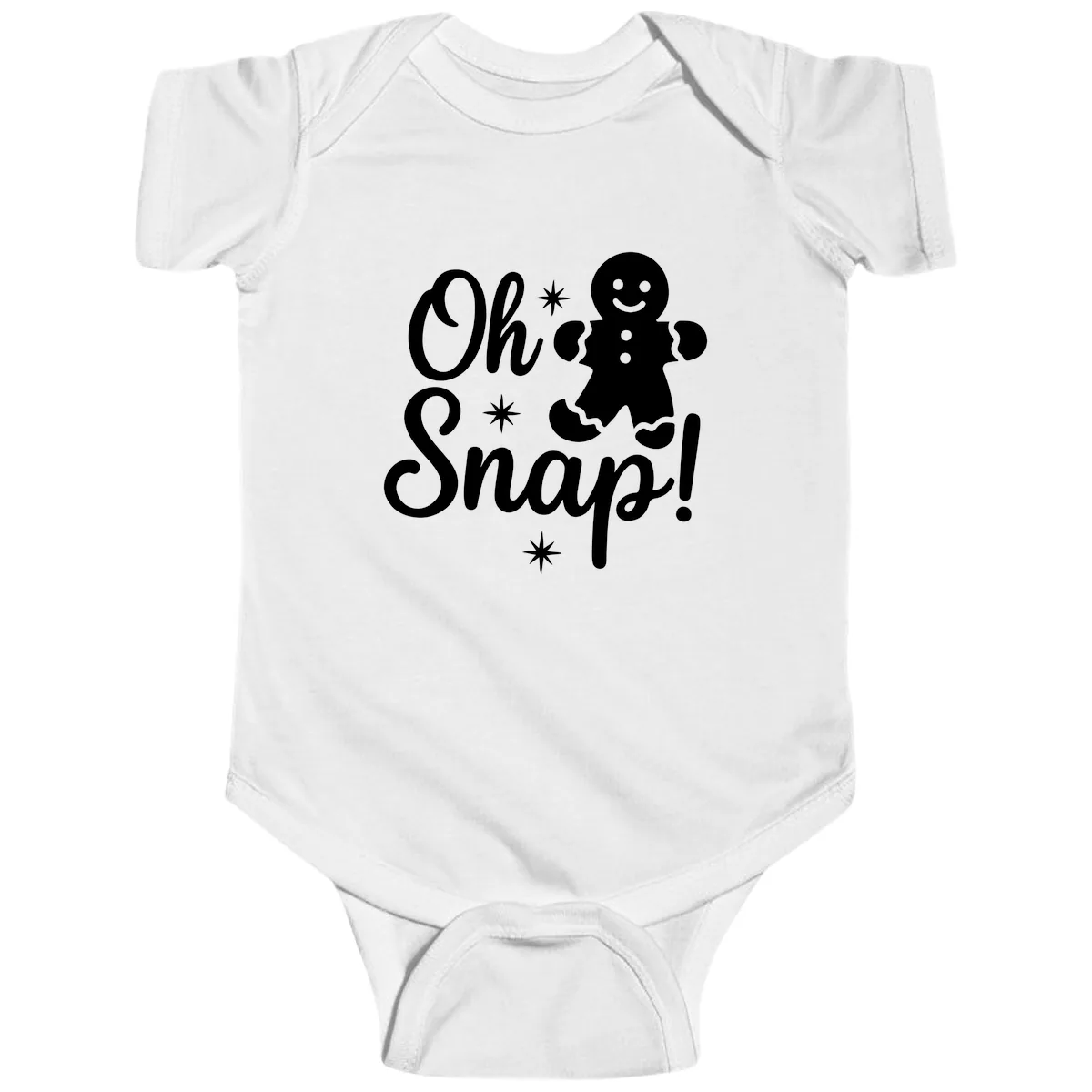 Oh Snap Gingerbread Man Holiday Graphic Baby Onesie in White