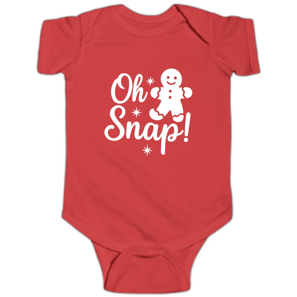 Oh Snap Gingerbread Man Holiday Graphic Baby Onesie in Red