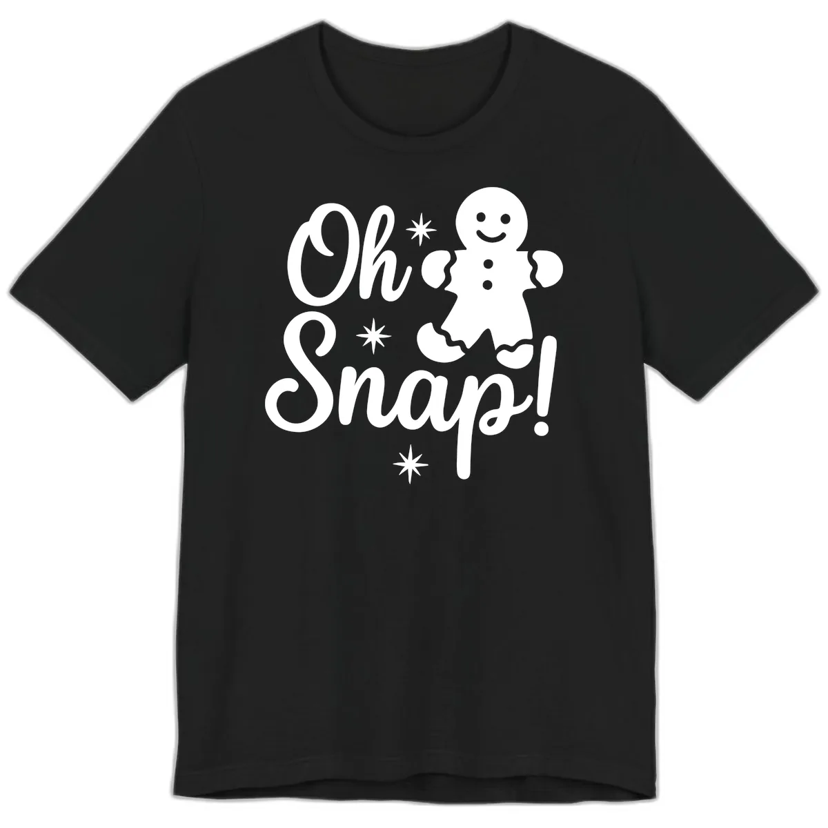 Oh Snap Gingerbread Man Holiday Graphic Premium T-Shirt in Black