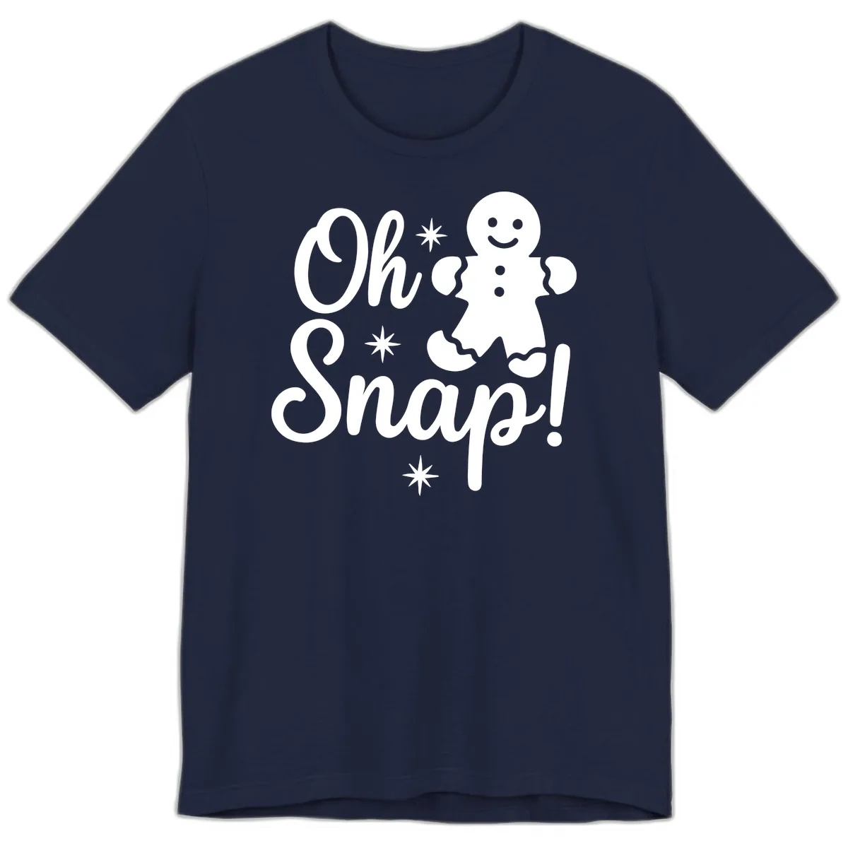 Oh Snap Gingerbread Man Holiday Graphic Premium T-Shirt in Navy