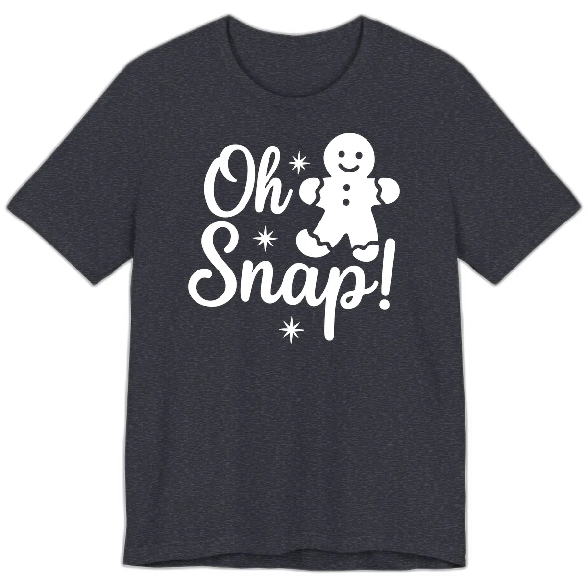Oh Snap Gingerbread Man Holiday Graphic Premium T-Shirt in Heather Navy