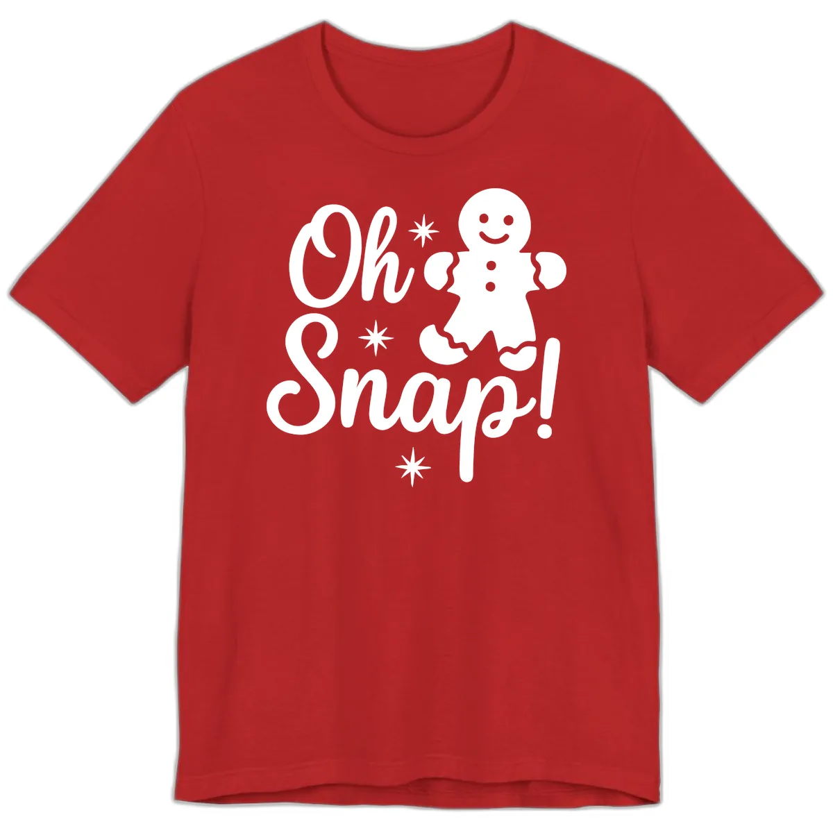Oh Snap Gingerbread Man Holiday Graphic Premium T-Shirt in Red