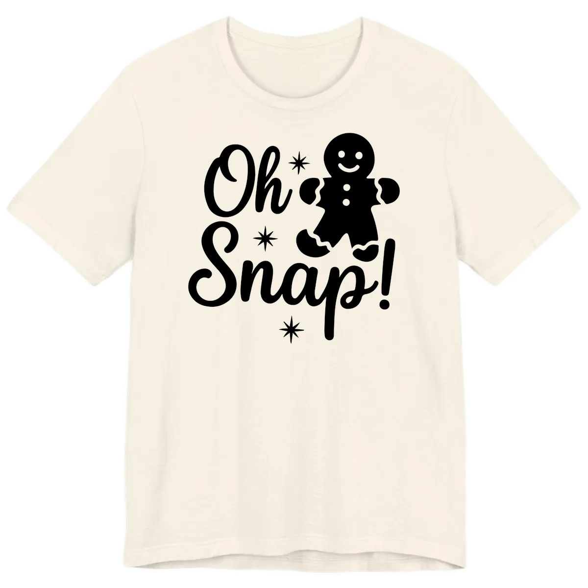 Oh Snap Gingerbread Man Holiday Graphic Premium T-Shirt in Natural
