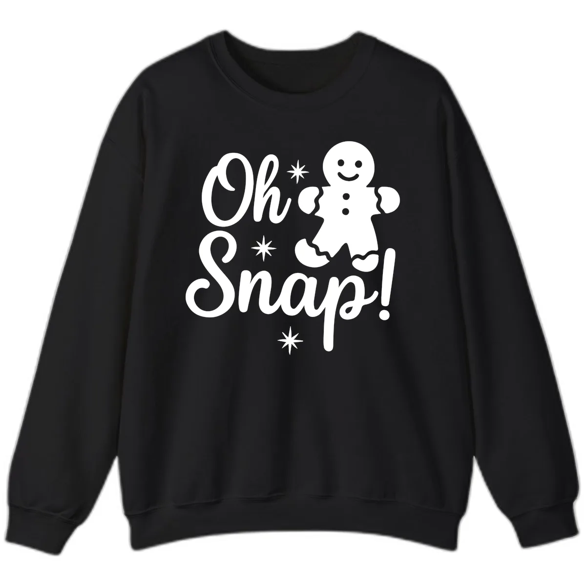 Oh Snap Gingerbread Man Holiday Graphic Sweatshirt in Black
