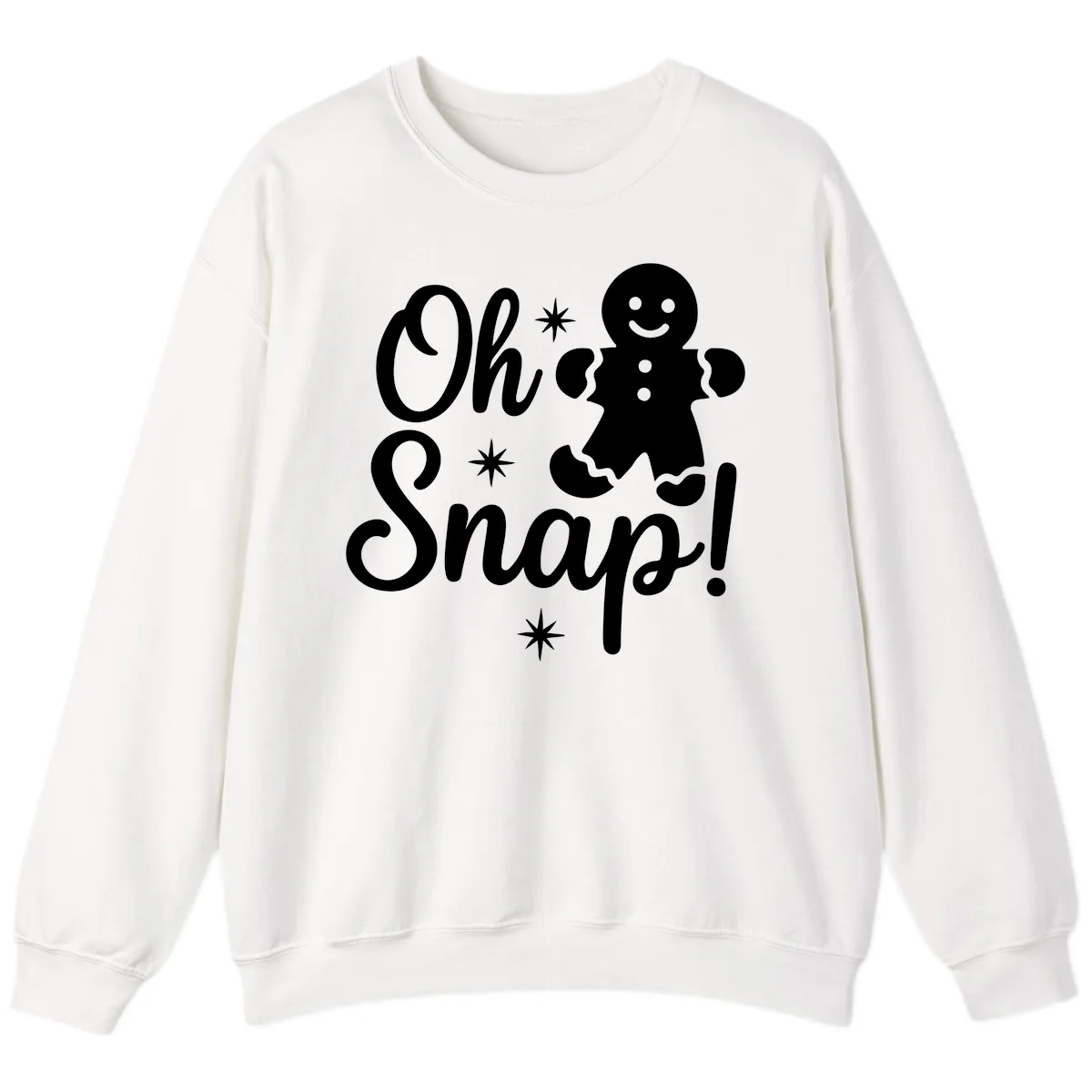 Oh Snap Gingerbread Man Holiday Graphic Sweatshirt in White