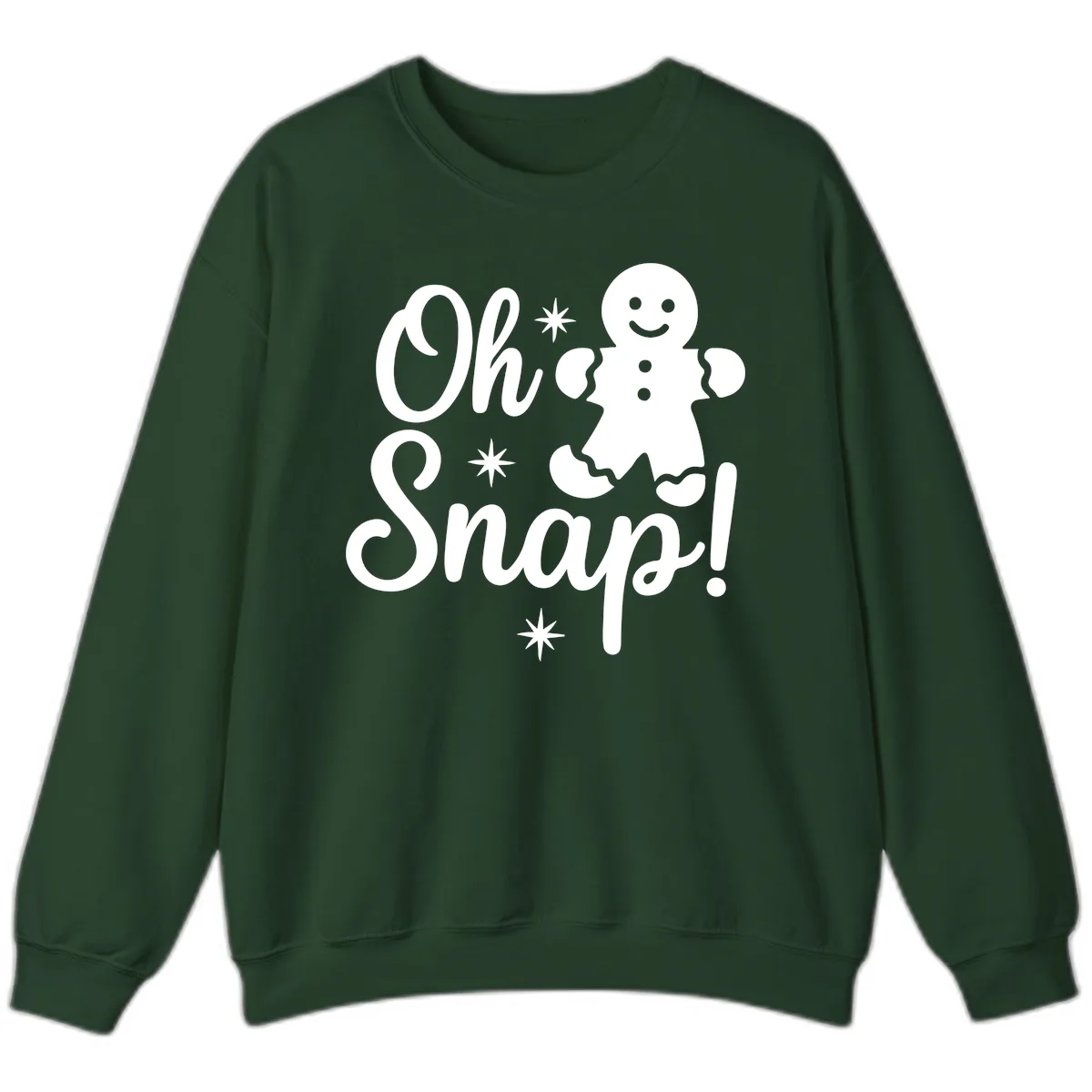 Oh Snap Gingerbread Man Holiday Graphic Sweatshirt in Forest Green
