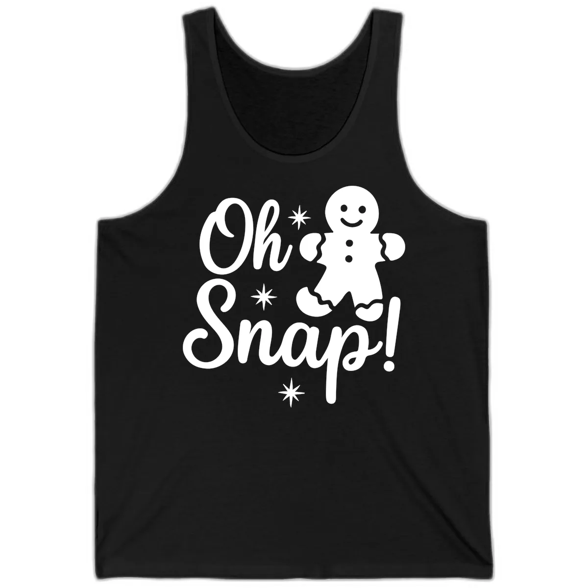 Oh Snap Gingerbread Man Holiday Graphic Tank in Black