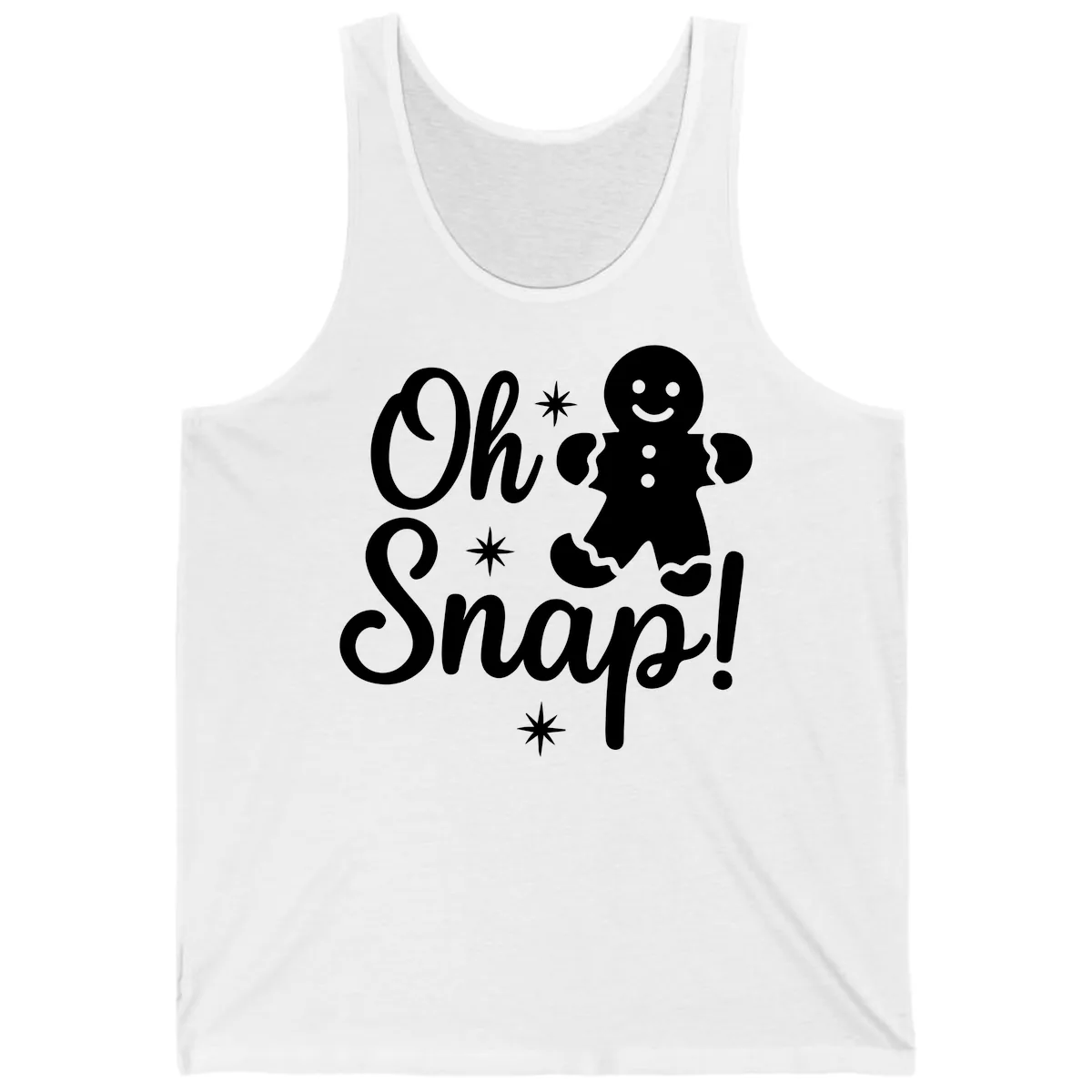 Oh Snap Gingerbread Man Holiday Graphic Tank in White