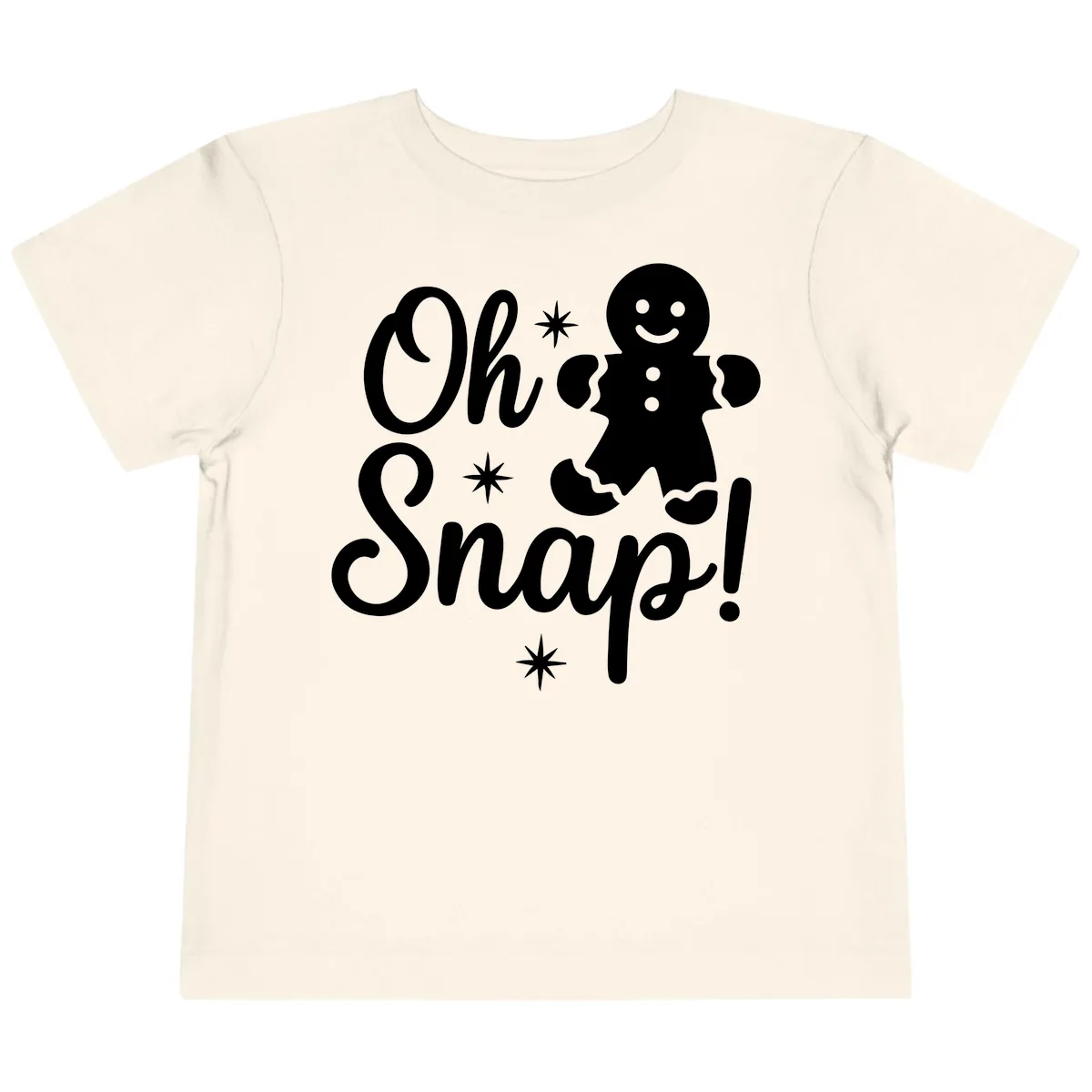 Oh Snap Gingerbread Man Holiday Graphic Toddler T-Shirt in Natural