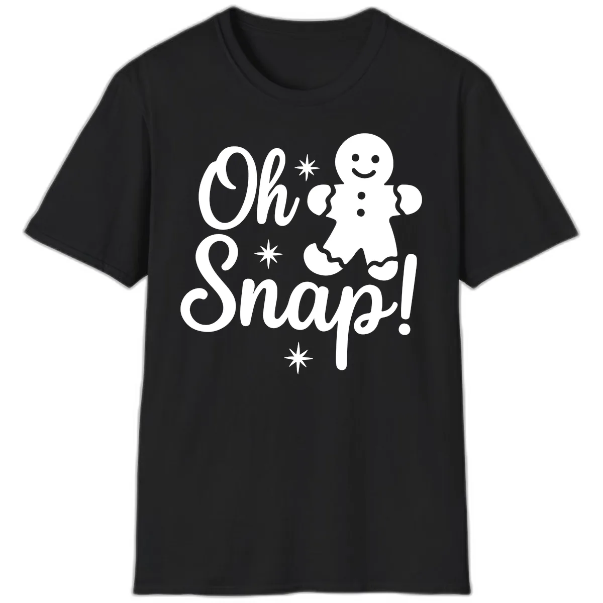 Oh Snap Gingerbread Man Holiday Graphic T-Shirt in Black