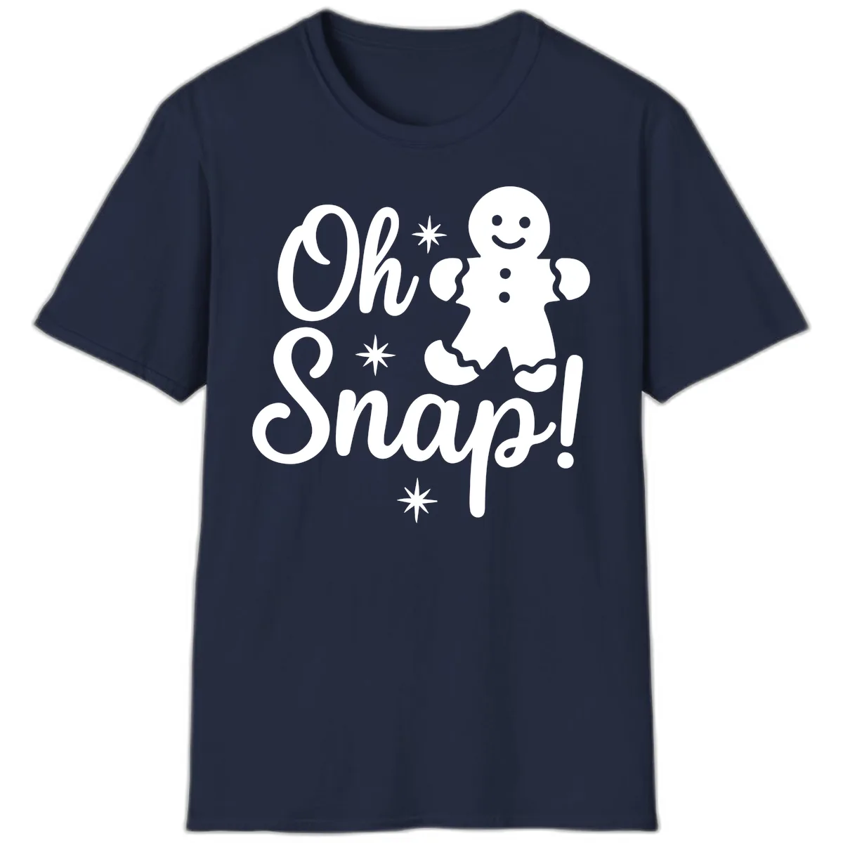 Oh Snap Gingerbread Man Holiday Graphic T-Shirt in Navy