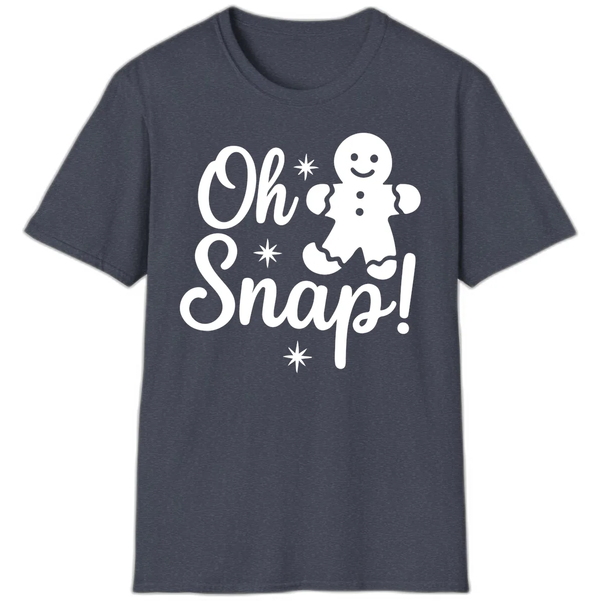 Oh Snap Gingerbread Man Holiday Graphic T-Shirt in Heather Navy
