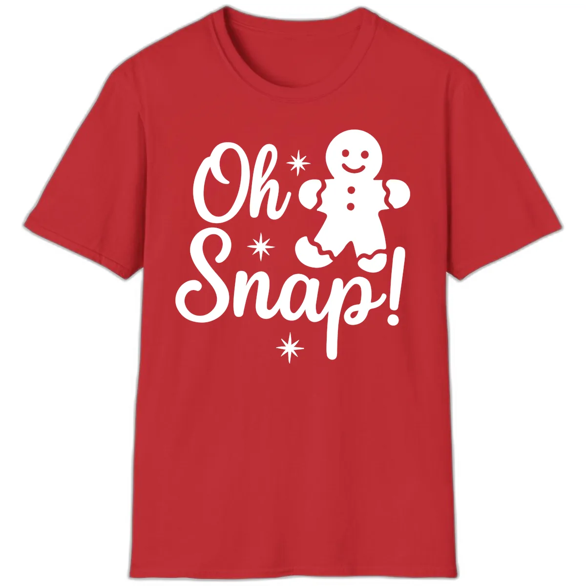 Oh Snap Gingerbread Man Holiday Graphic T-Shirt in Red