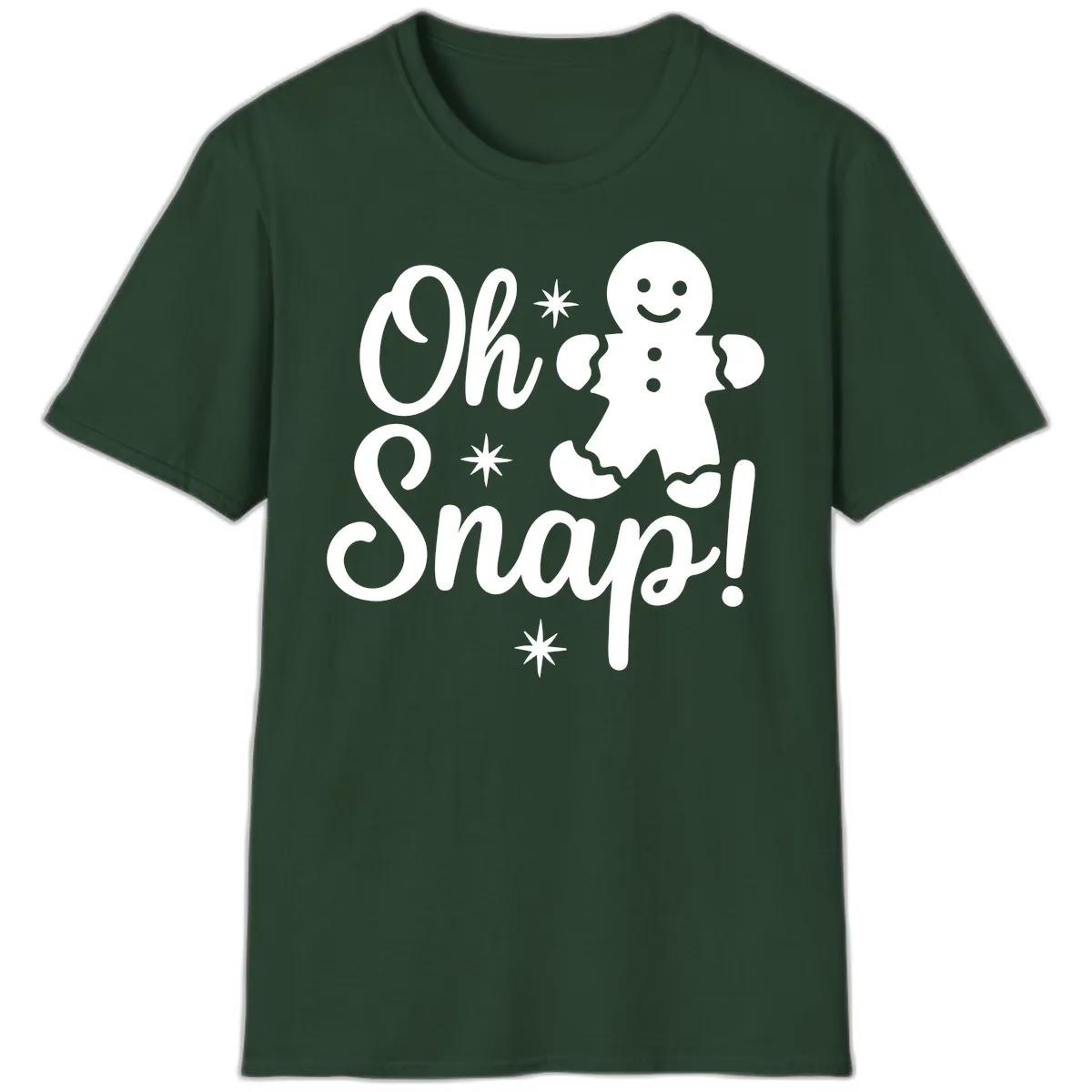 Oh Snap Gingerbread Man Holiday Graphic T-Shirt in Forest Green