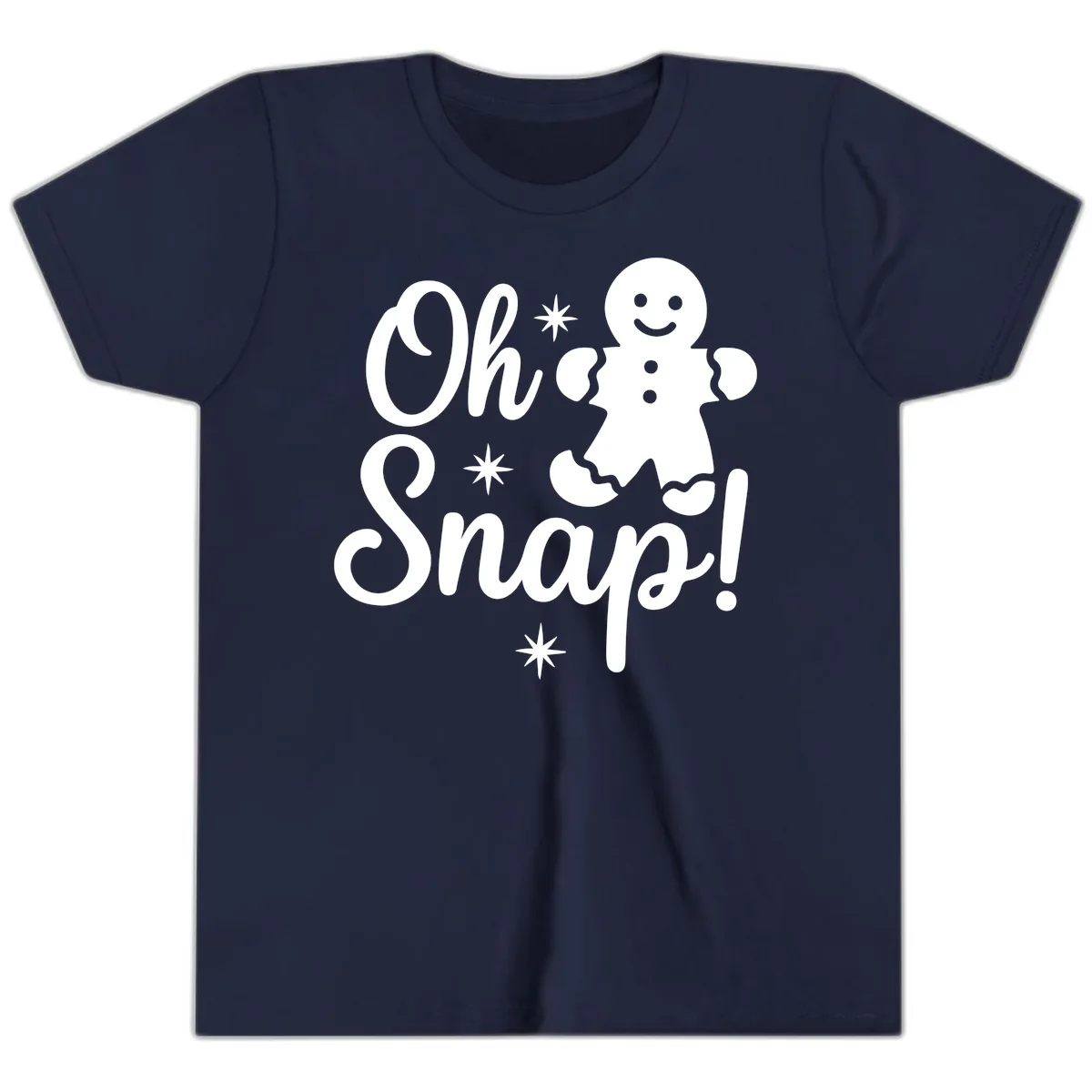 Oh Snap Gingerbread Man Holiday Graphic Youth T-Shirt in Navy