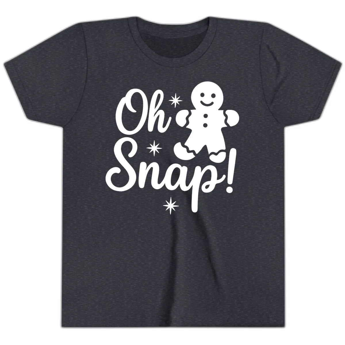 Oh Snap Gingerbread Man Holiday Graphic Youth T-Shirt in Heather Navy