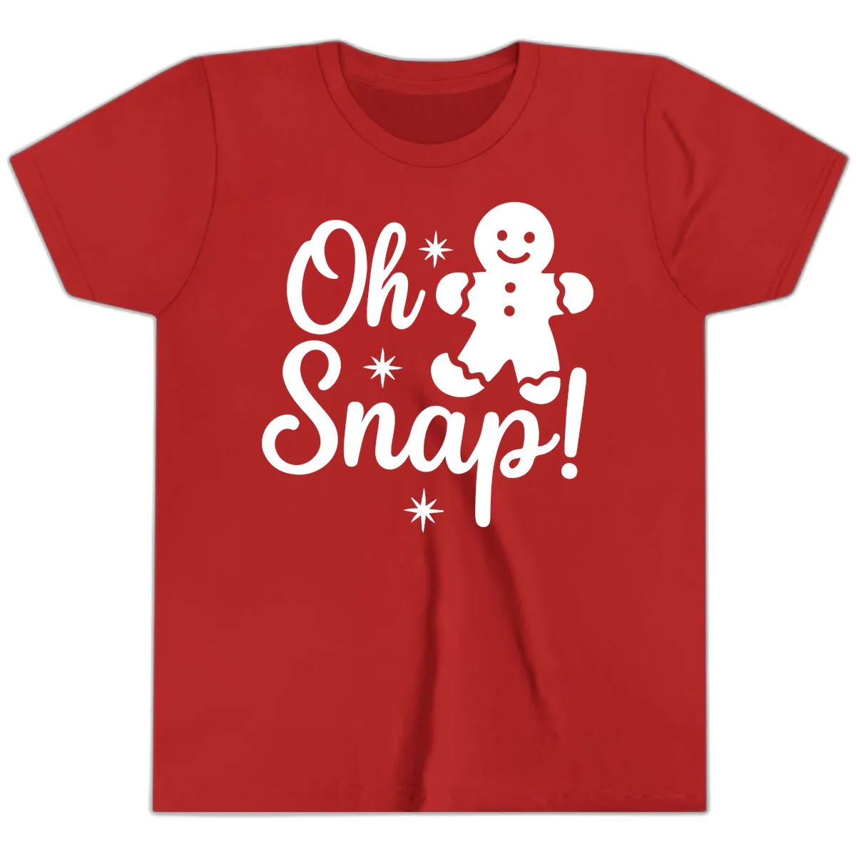 Oh Snap Gingerbread Man Holiday Graphic Youth T-Shirt in Red