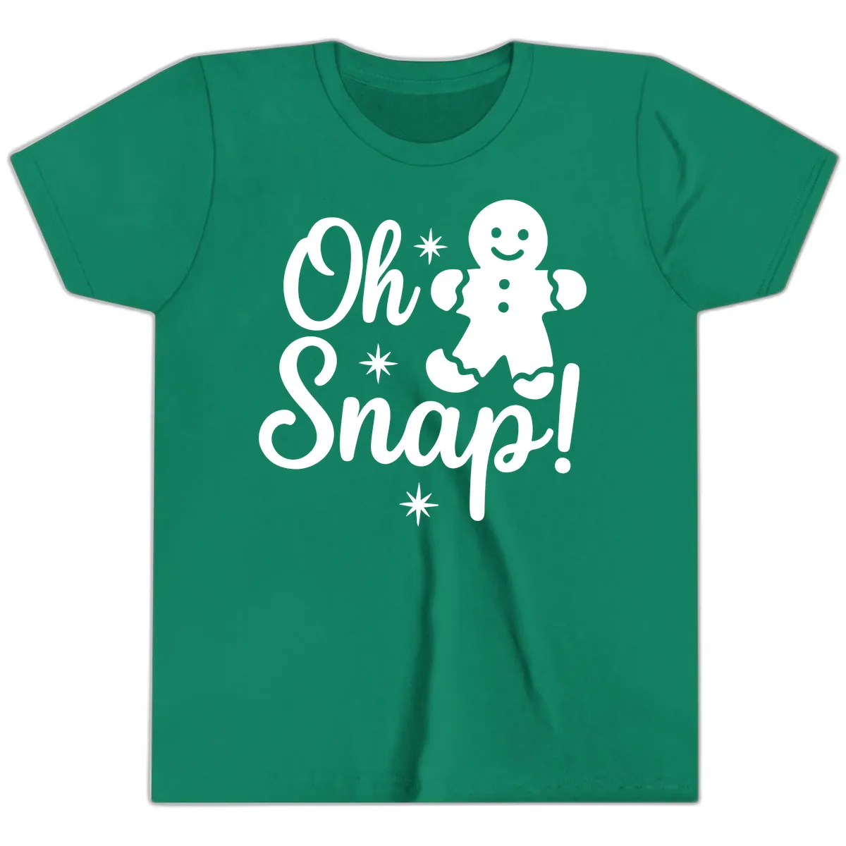 Oh Snap Gingerbread Man Holiday Graphic Youth T-Shirt in Kelly