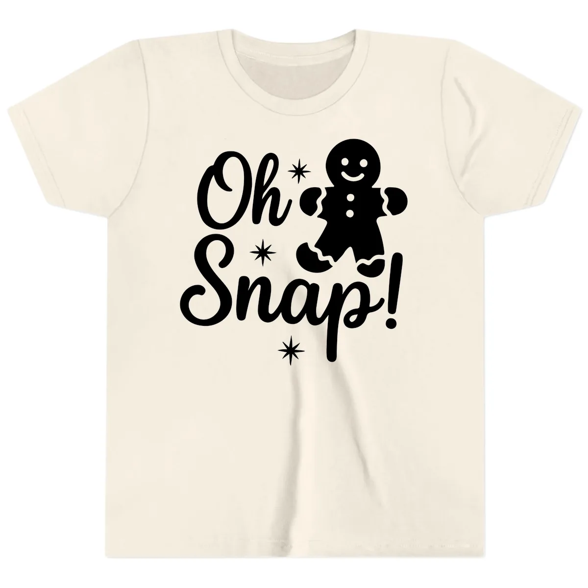 Oh Snap Gingerbread Man Holiday Graphic Youth T-Shirt in Natural