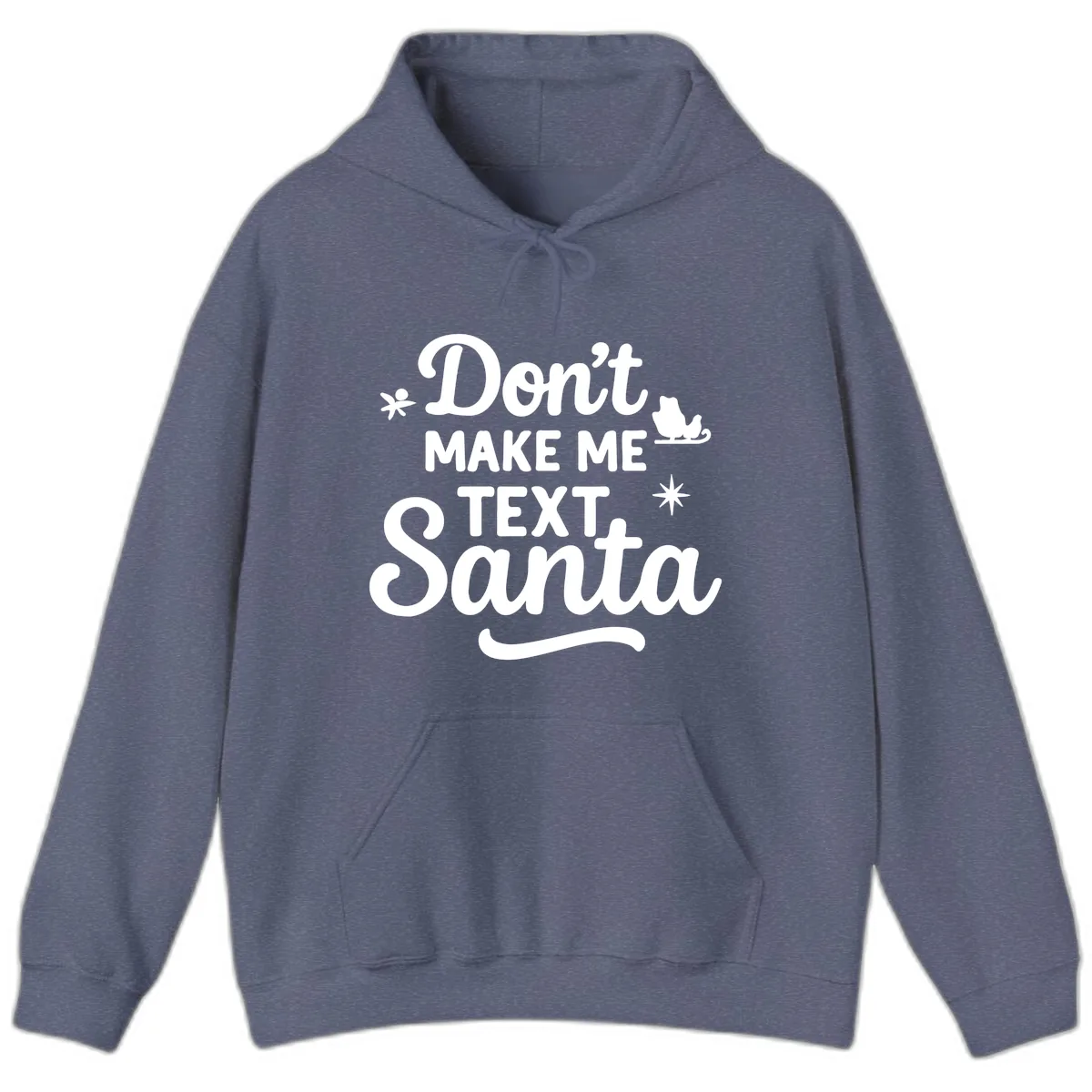 Don't Make Me Text Santa Claus Hoodie in Heather Navy