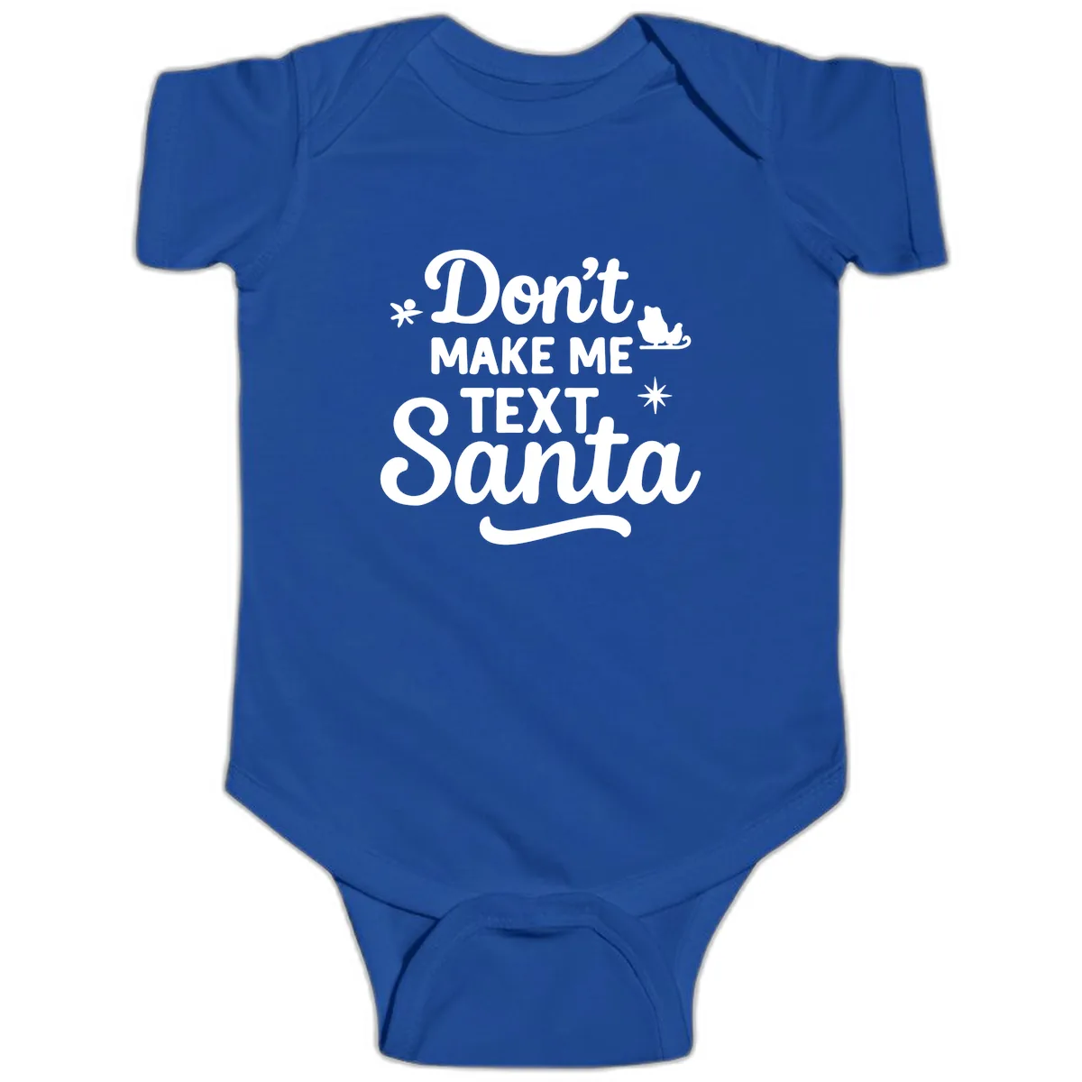 Don't Make Me Text Santa Claus Baby Onesie in Royal