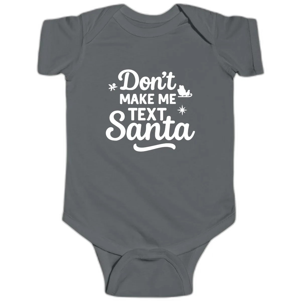 Don't Make Me Text Santa Claus Baby Onesie in Charcoal