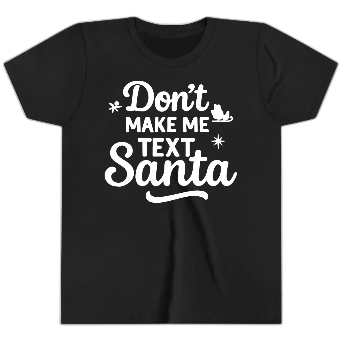 Don't Make Me Text Santa Claus Youth T-Shirt in Black