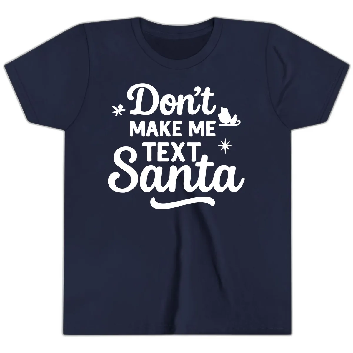 Don't Make Me Text Santa Claus Youth T-Shirt in Navy